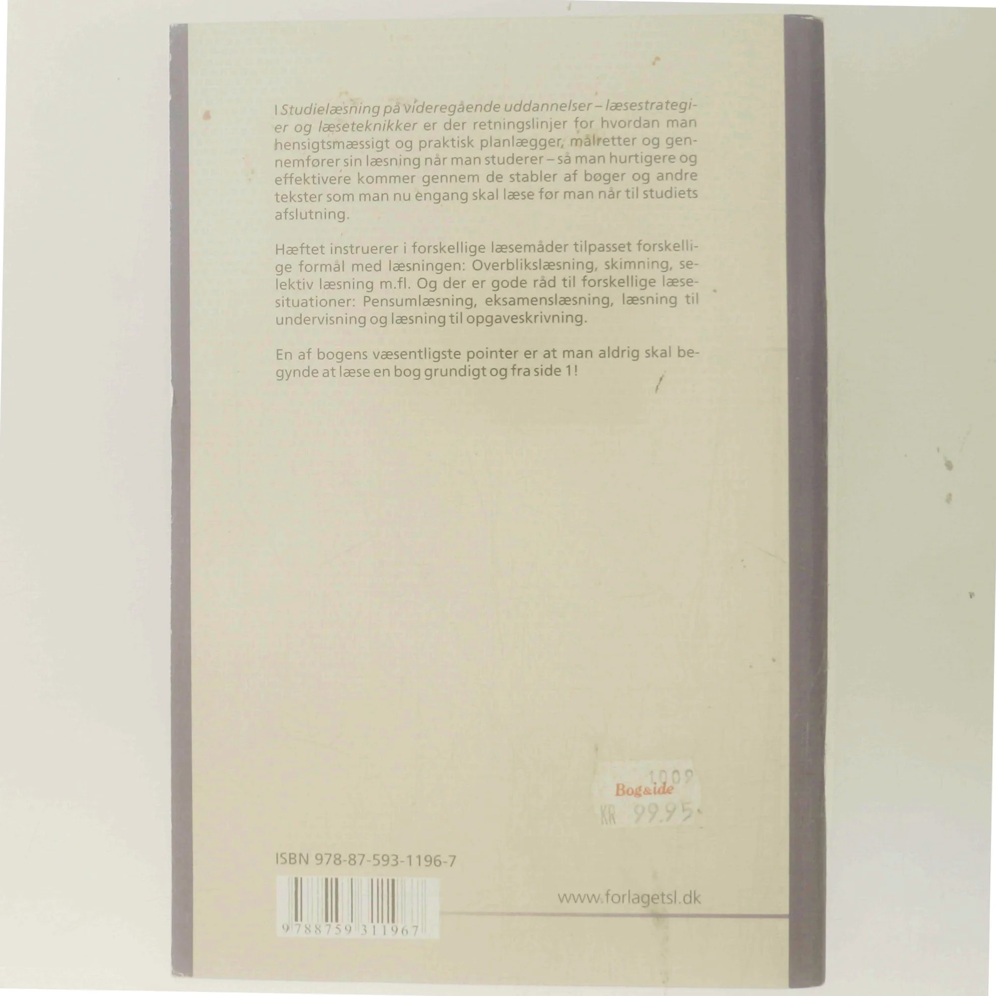 Studielæsning på videregående uddannelser : læsestrategier og læseteknikker (Bog)