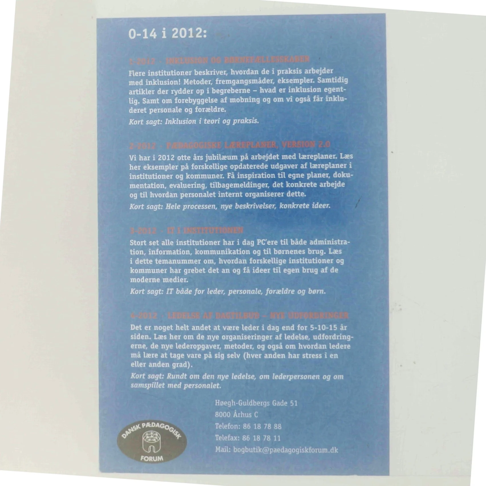 0-14: Pædagogiske Læreplaner, Version 2.0 (Bog)