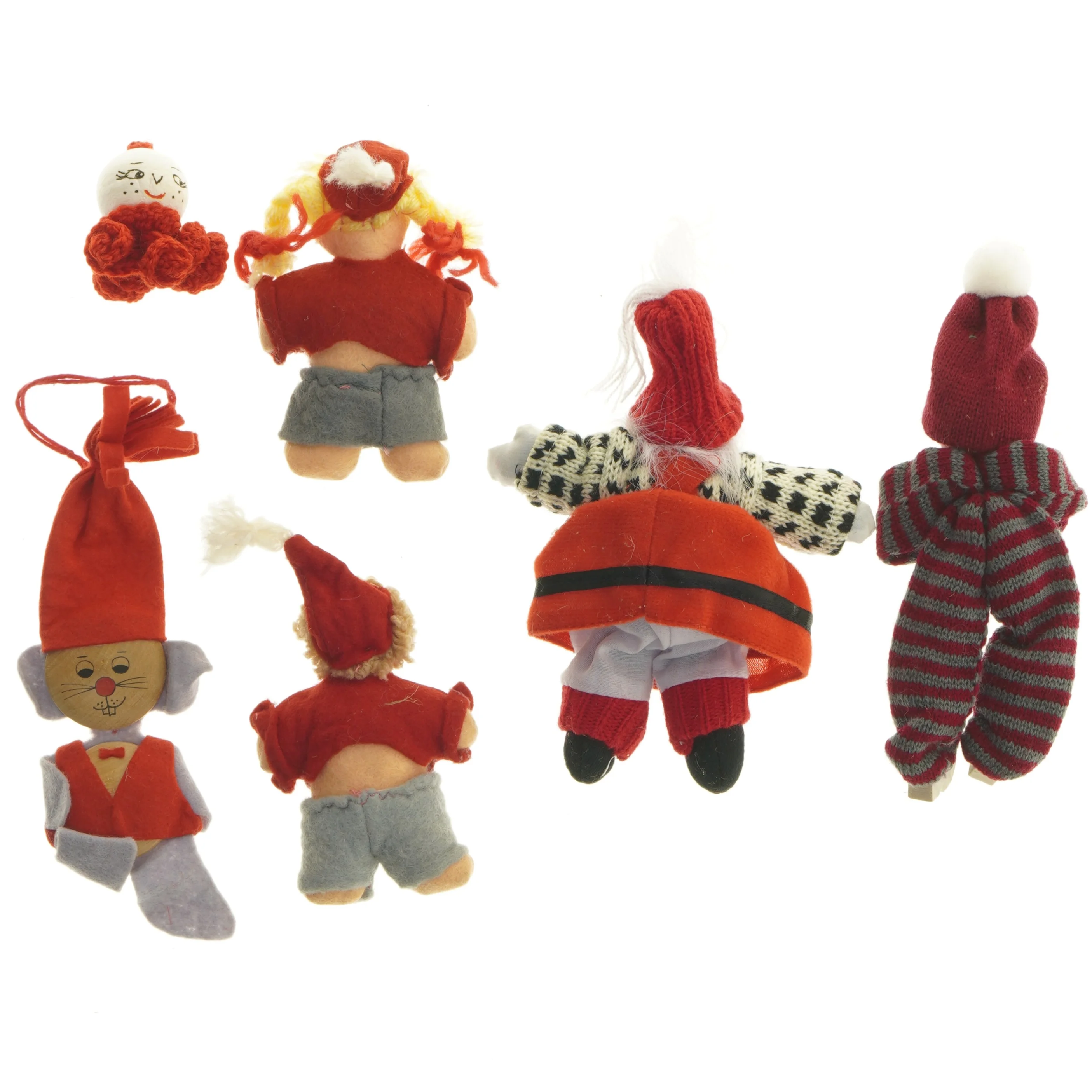 Små stofdukker i juletema (str. 5-20 cm)