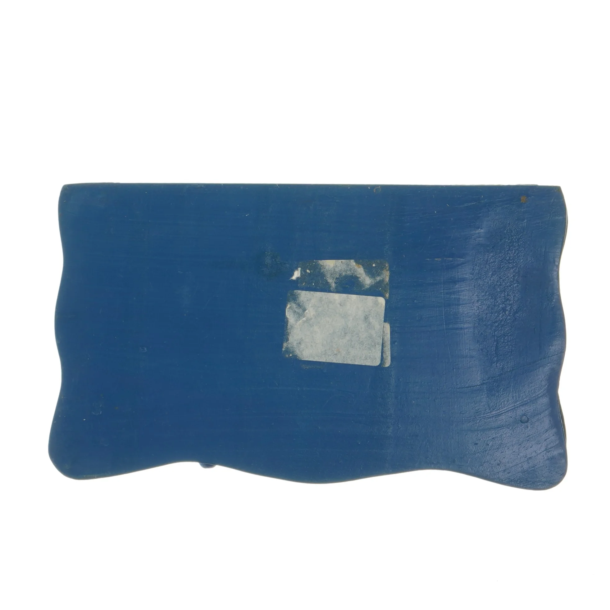 Blå og hvid stribet smykkeskrin med bamse (str. 5,5x20,5x12 cm)i træ