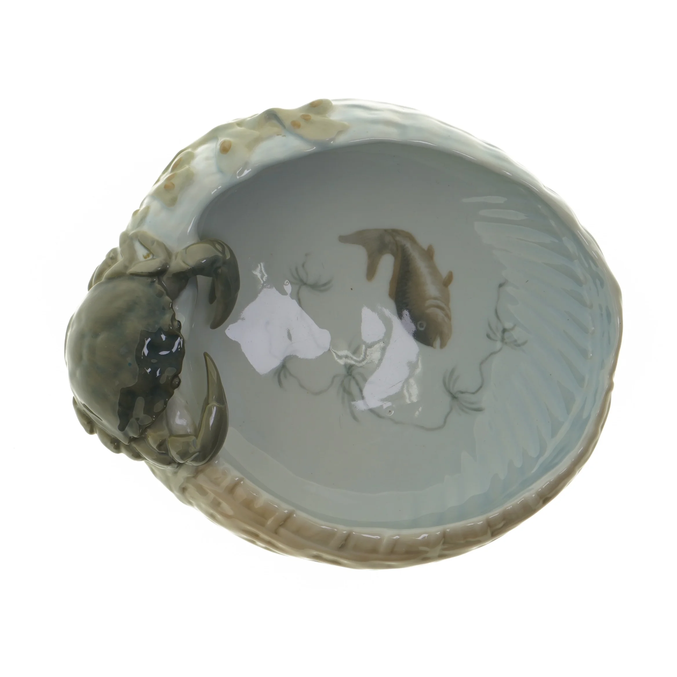 Royal Copenhagen sk&aring;l med krabber og fiskemotiv fra Royal Copenhagen (str. 24x20 cm)