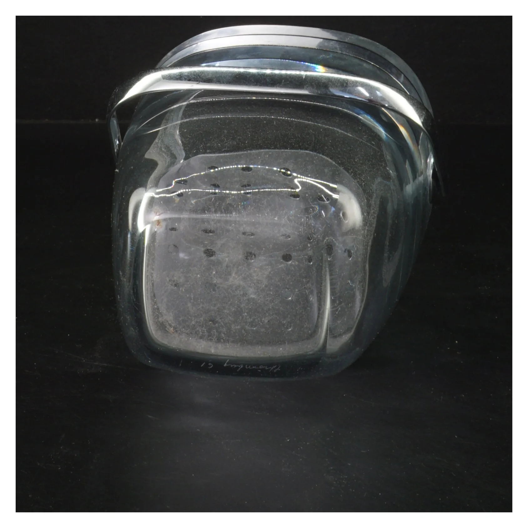 Glas isspand med tang fra holmegaard lyseblå(str. 13x12x11 cm)