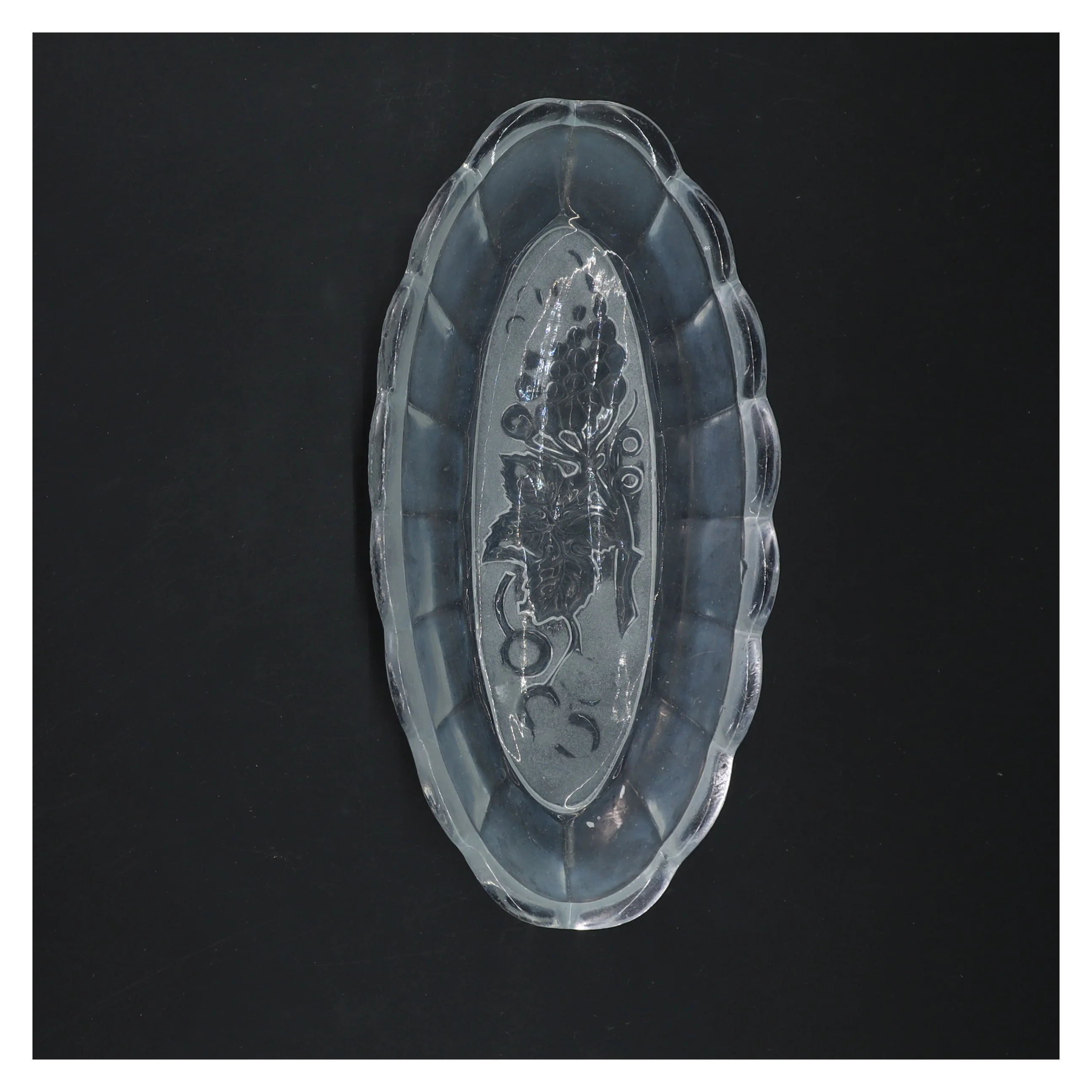 Gammelt Oval glasfad fra holmegaard 22 cm (str. 22 cm)