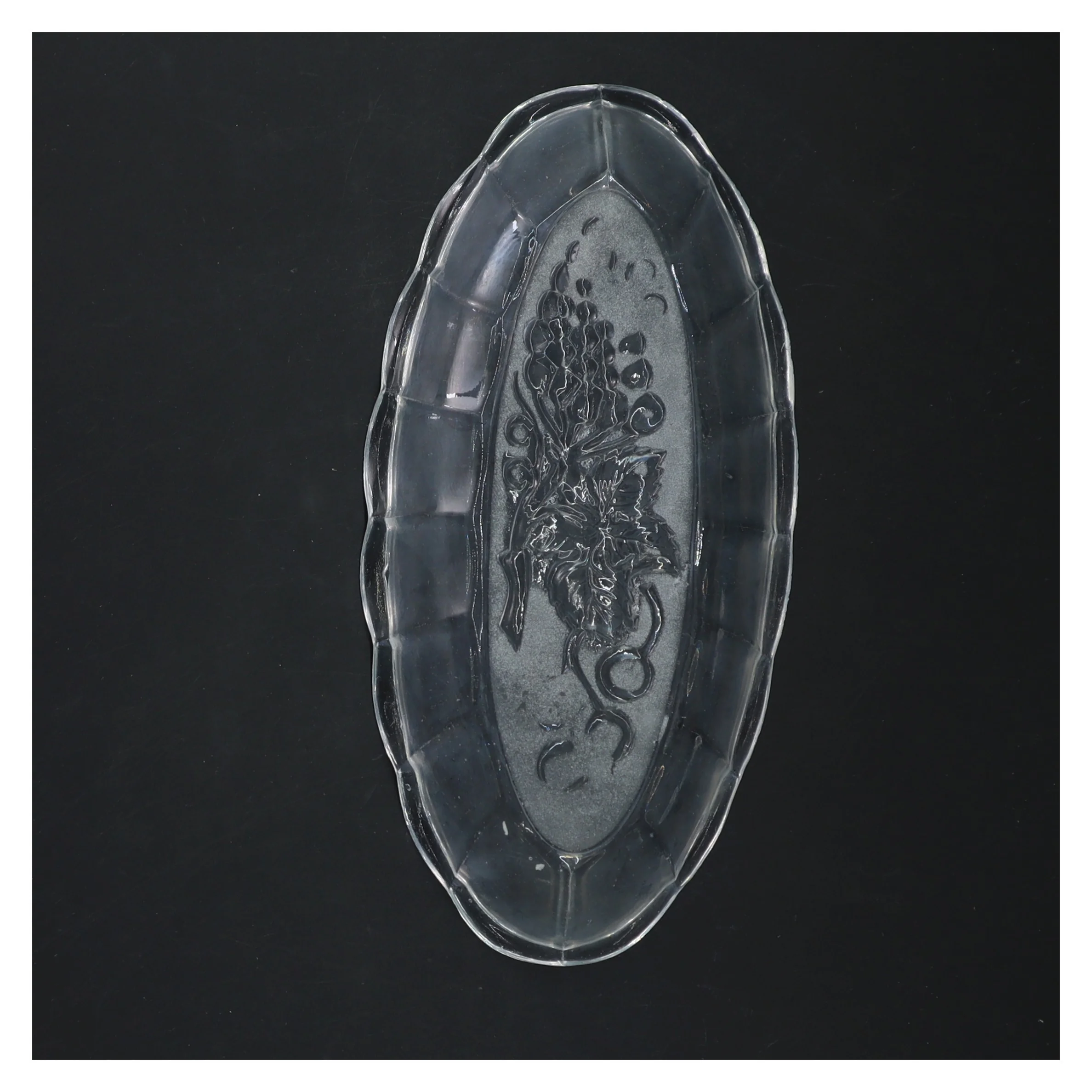 Gammelt Oval glasfad fra holmegaard 22 cm (str. 22 cm)