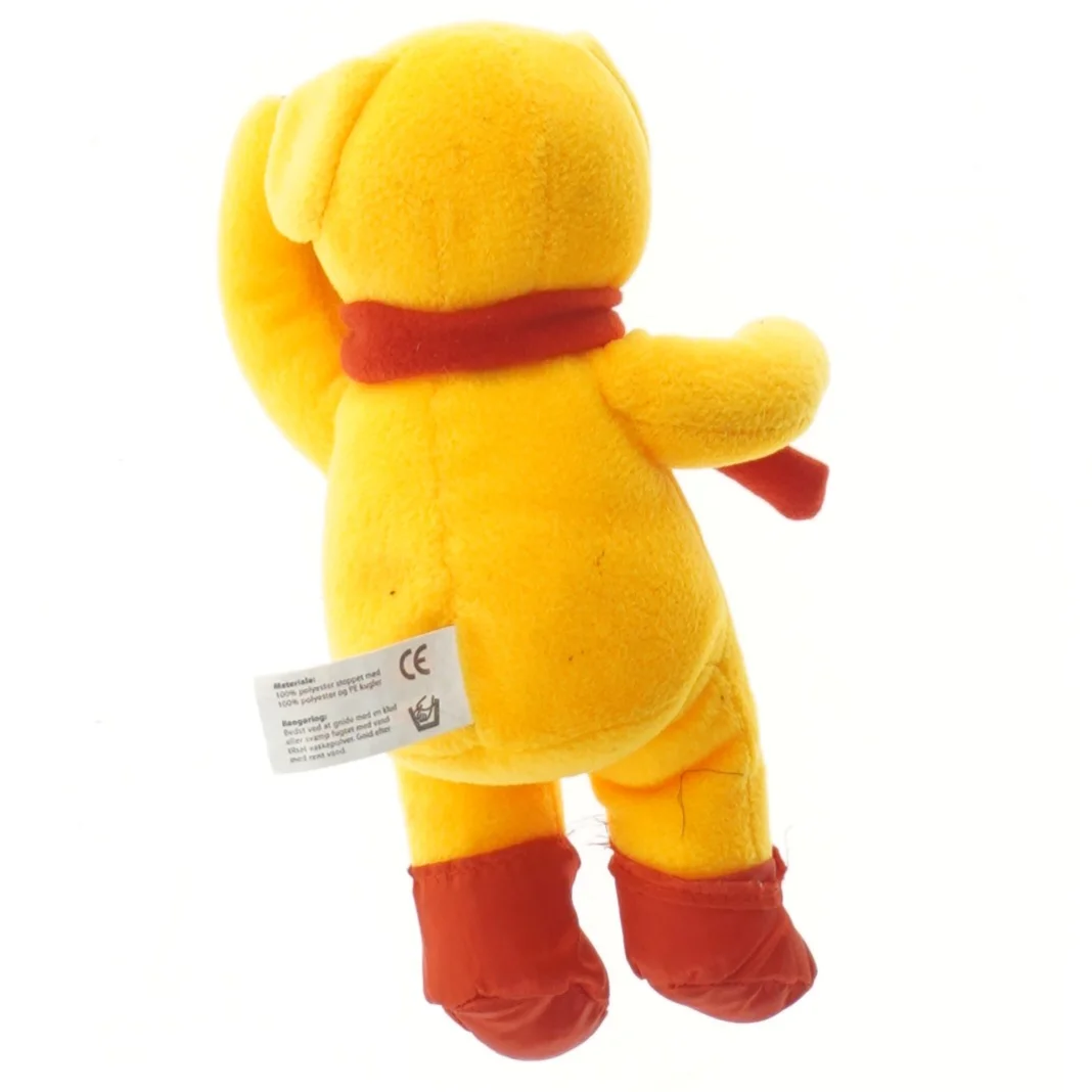 Bamse fra DR med rød tørklæde og støvler fra Krea (str. 21 cm)