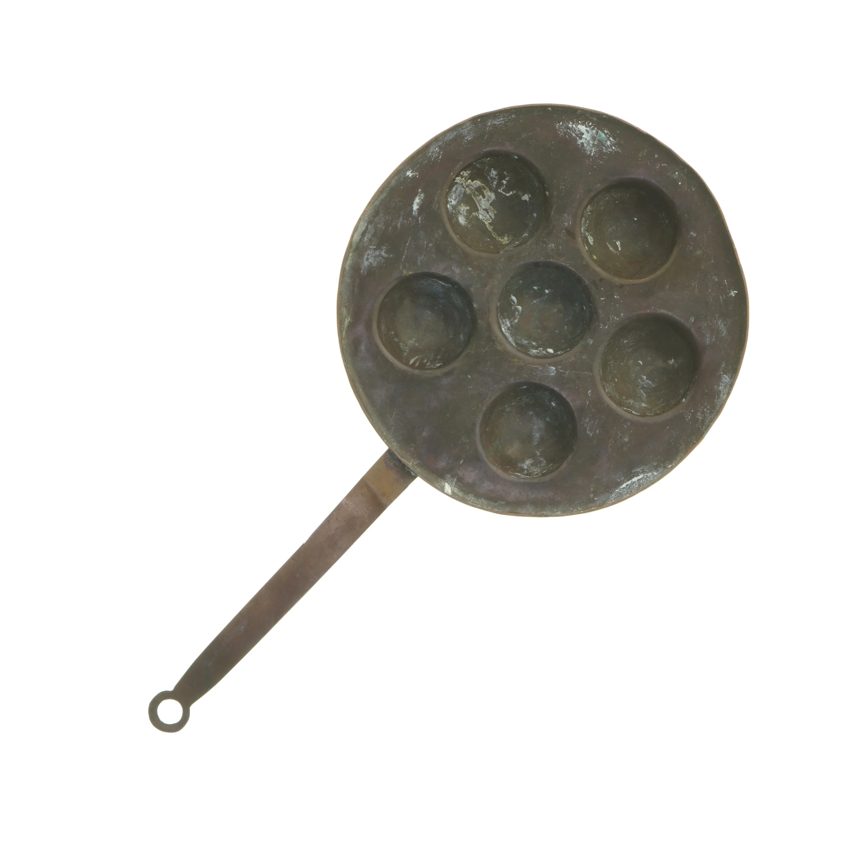 Antik kobber æbleskivepande (str. Ø 24,5 cm)