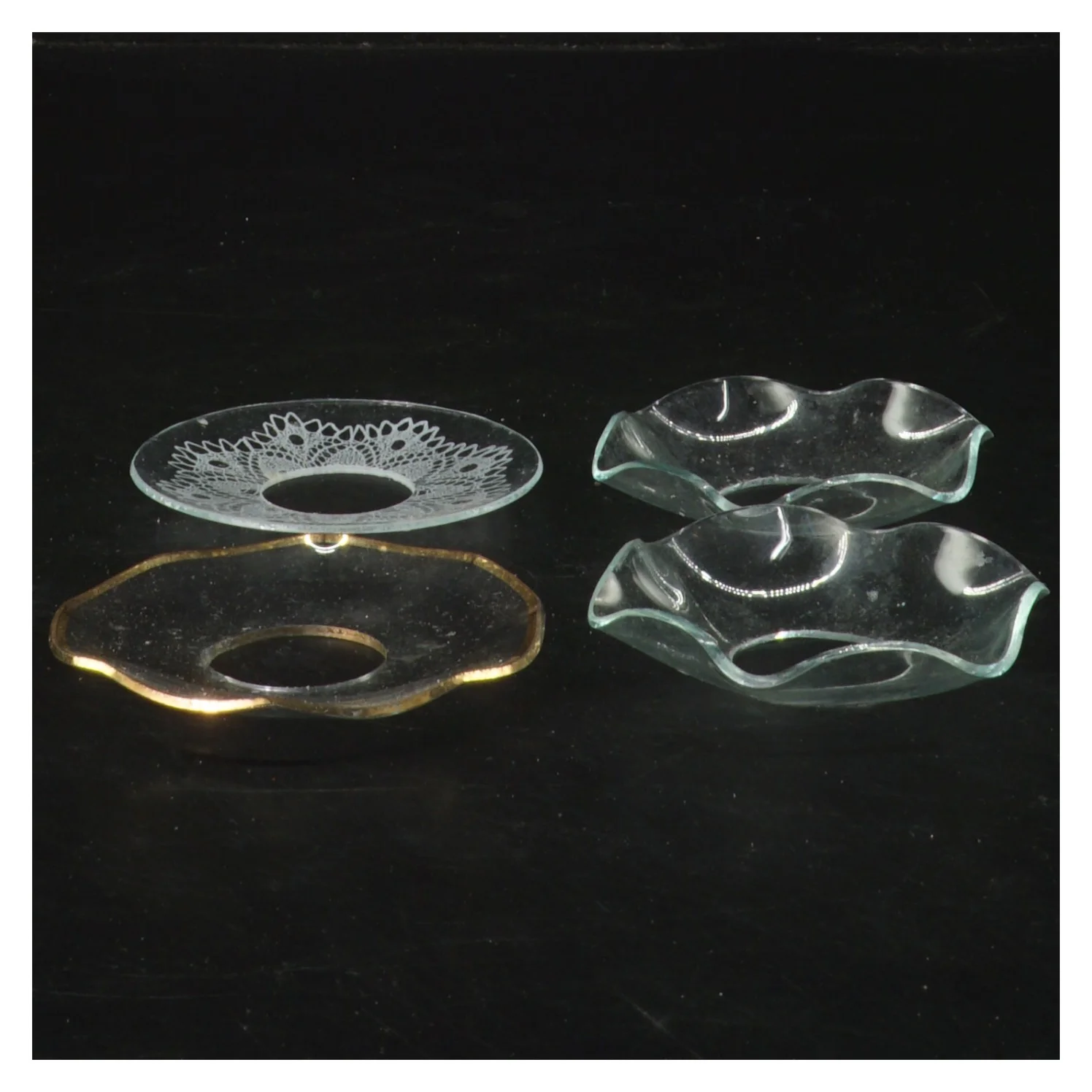 4 Glas gamle lysmanchetter sæt (str. Ø 6,5-7 cm)