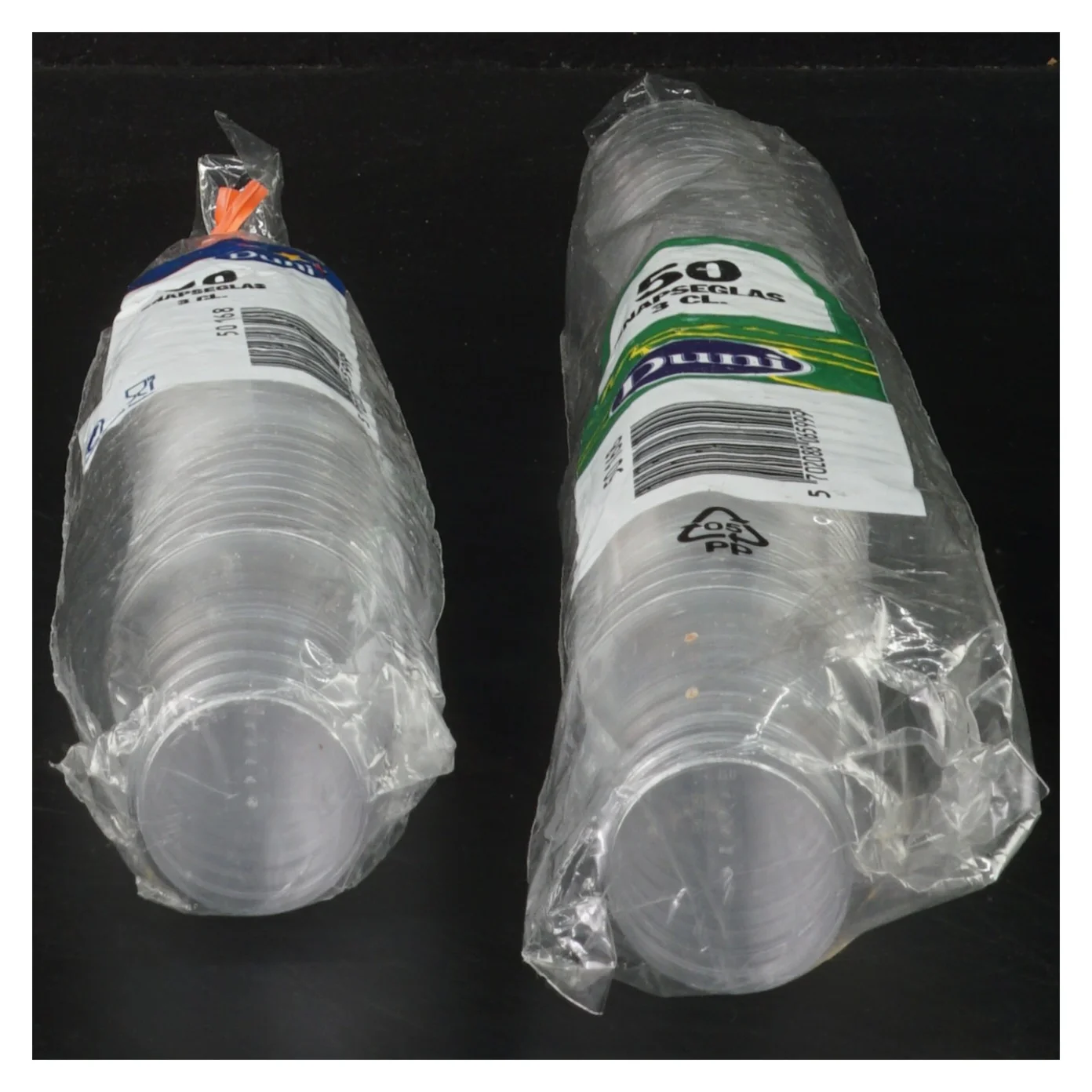 2 Pakker med 2 x 50 plast snaps glas fra Duni