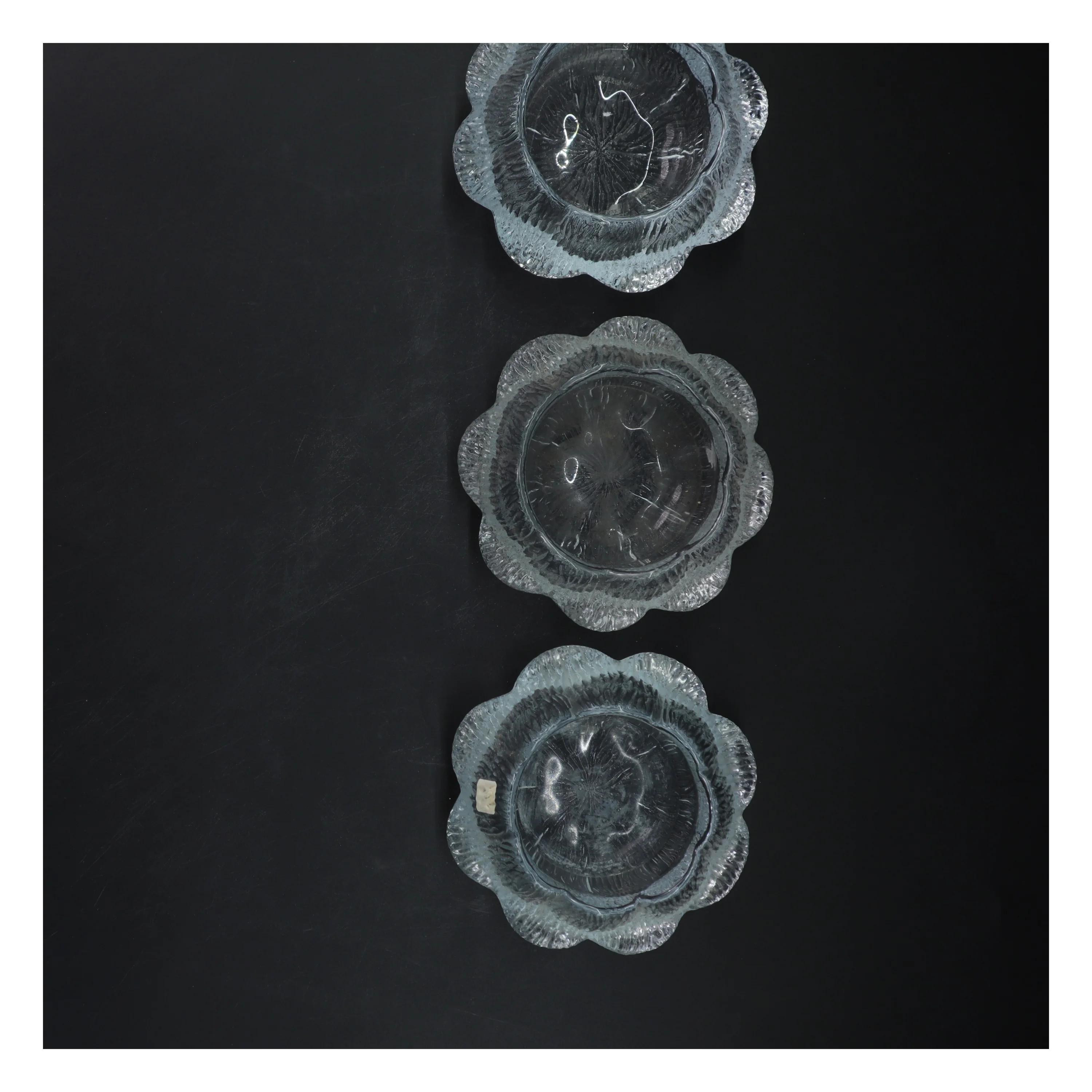 Tre glas lysestager fra holmegaard blomstermønster (str. Ø 13 cm)