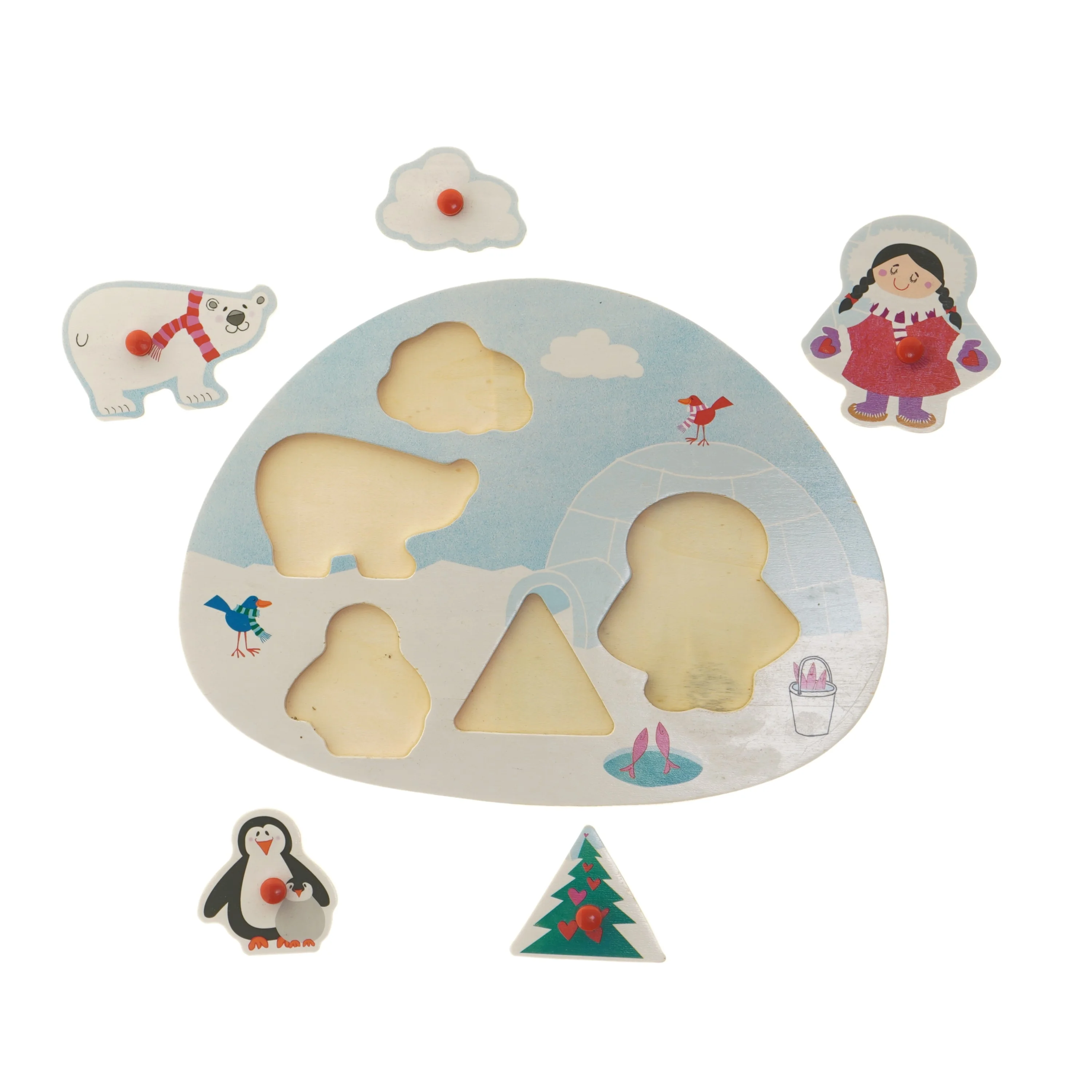 Billedpuslespil i isbjørn-tema (str. Ø 26x Ø 20 cm)