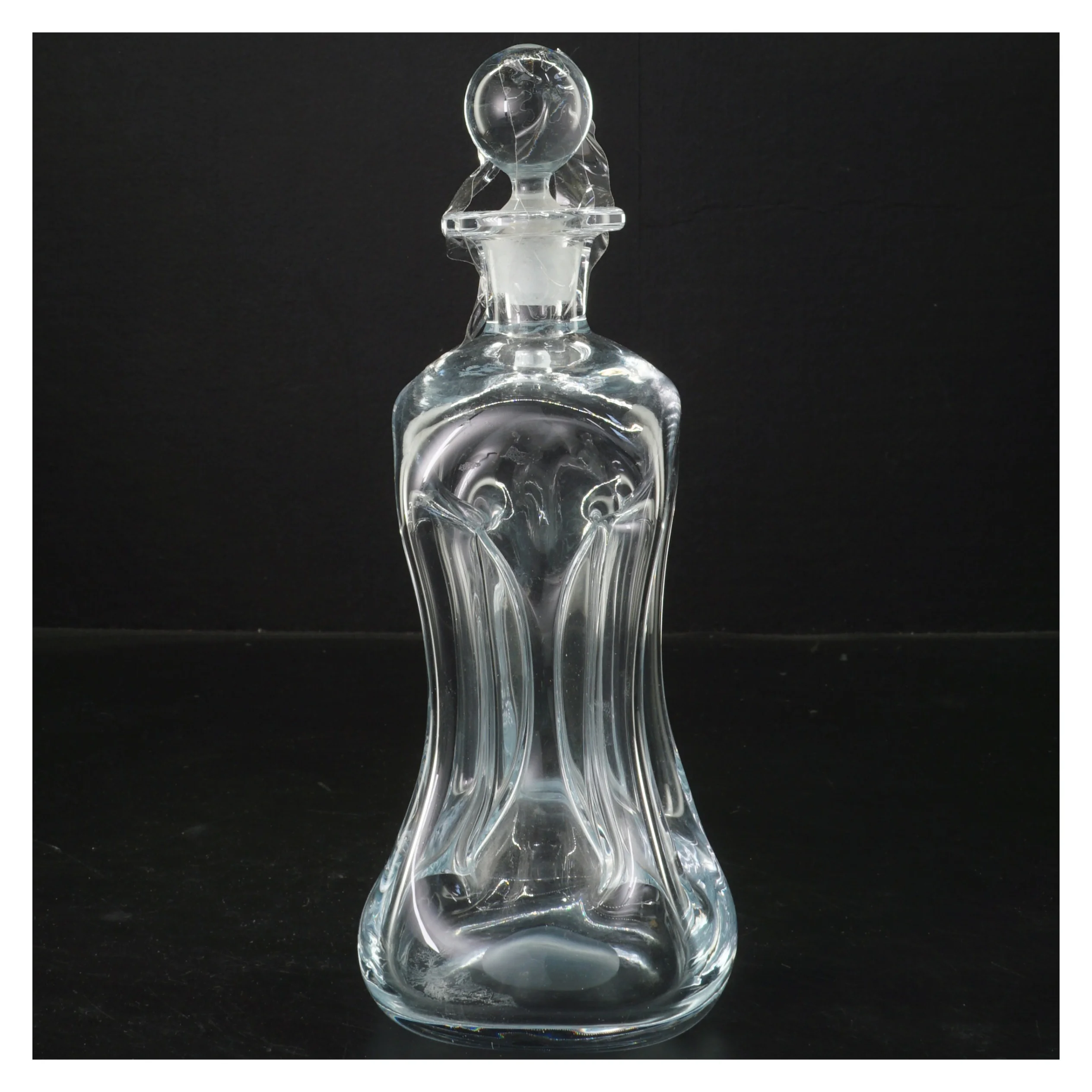 Glasflaske med prop (str. 24 cm)fra holmegaard 