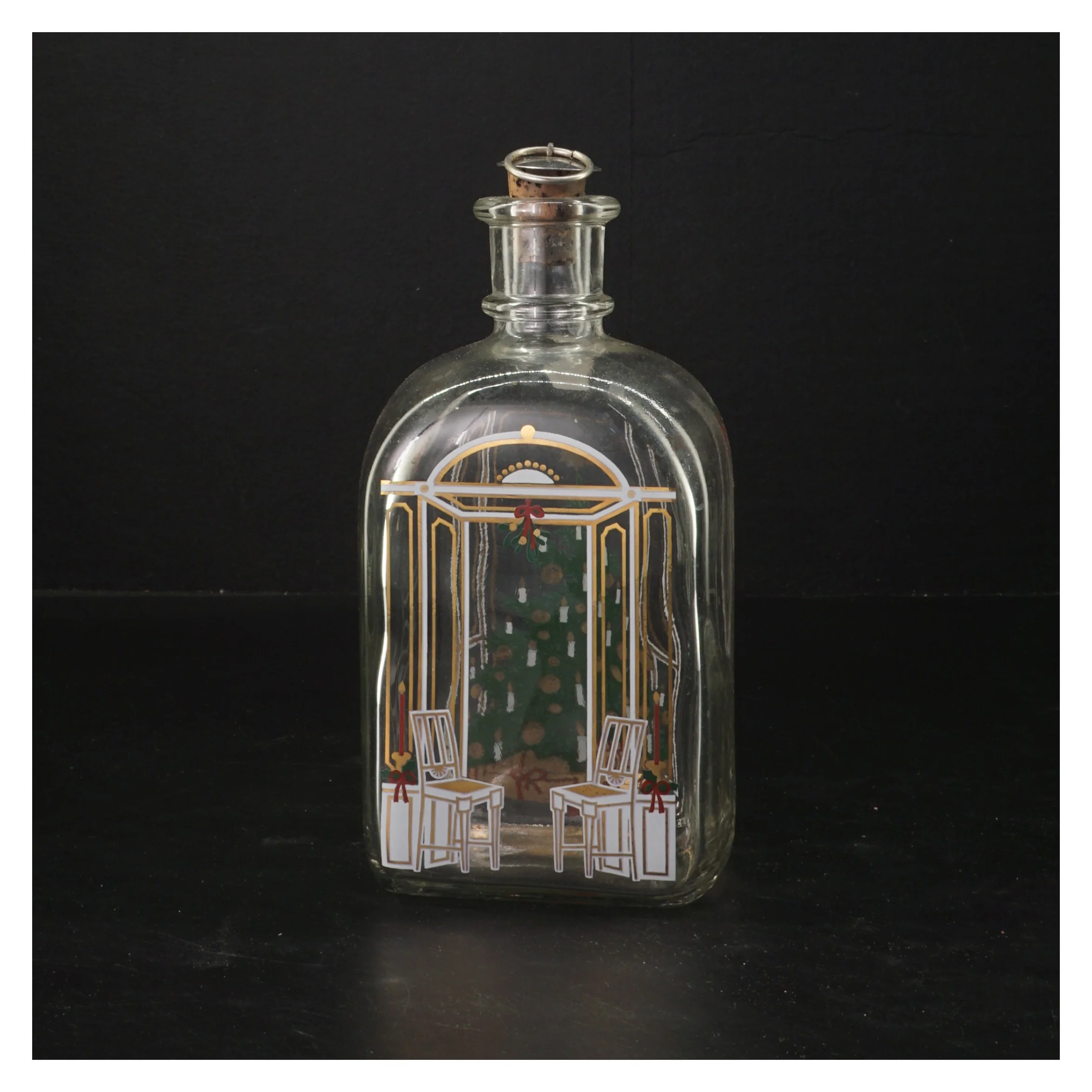 Klukflaske med juletræsmotiv fra Holmegaard (str. 20 cm)