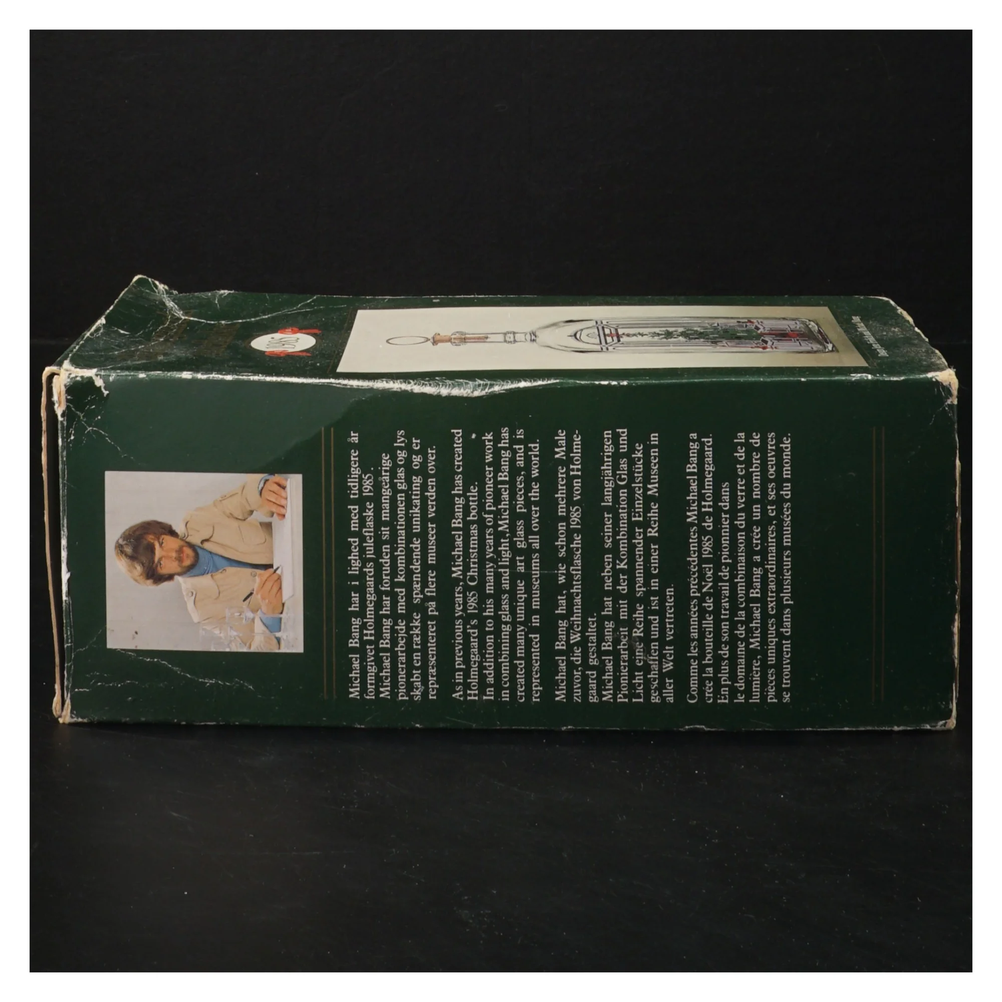 Klukflaske med juletræsmotiv fra Holmegaard (str. 20 cm)