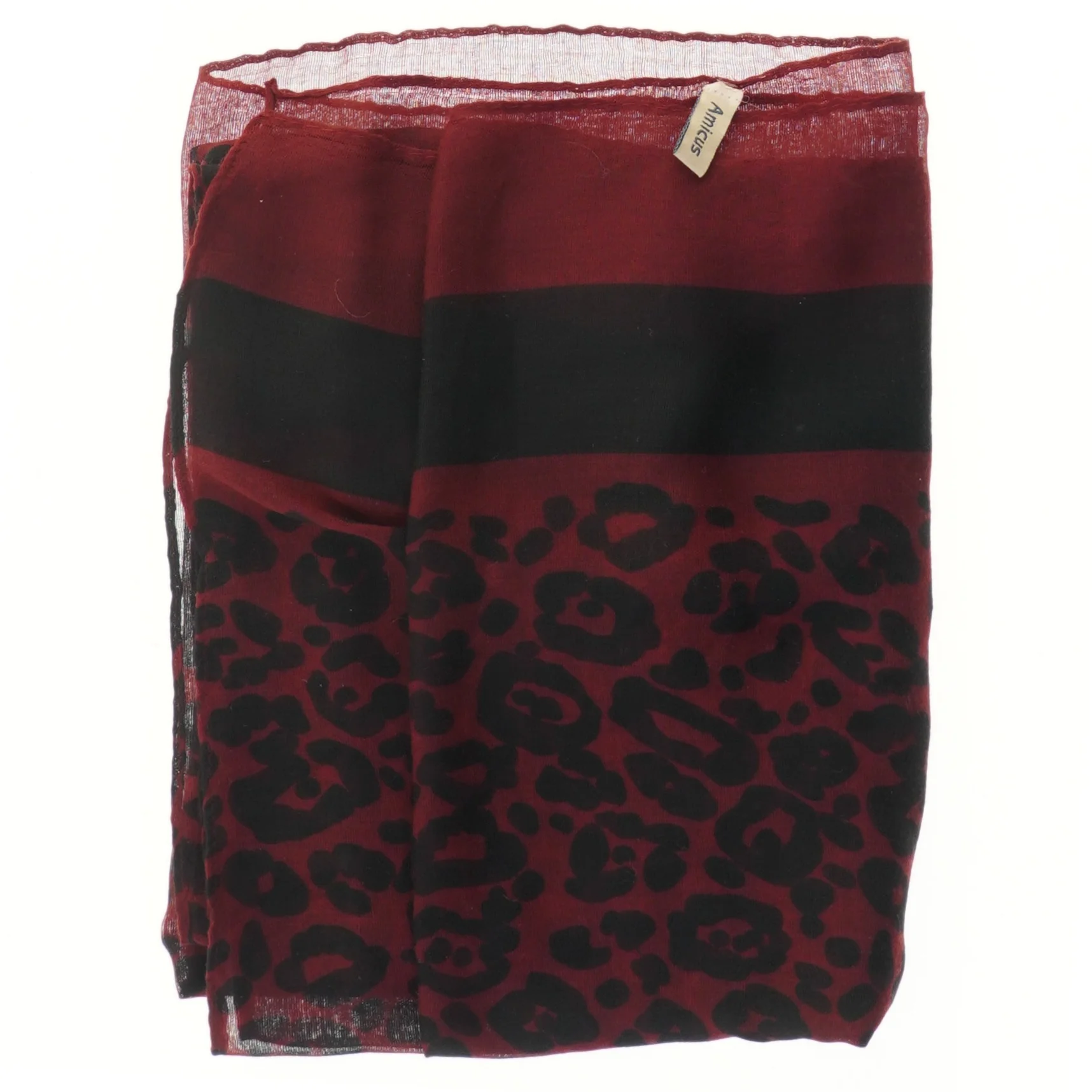 Nyt Rødt leopardmønstret tørklæde fra Amicus (str. 90x105 cm)