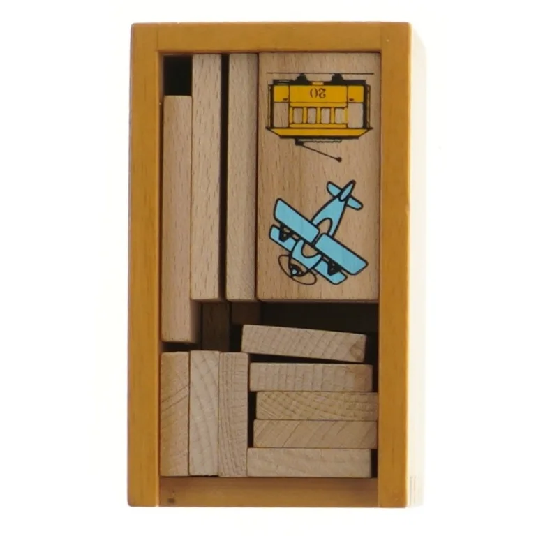 Trækasse med dominobrikker fra Krea (str. 14x8x8 cm)