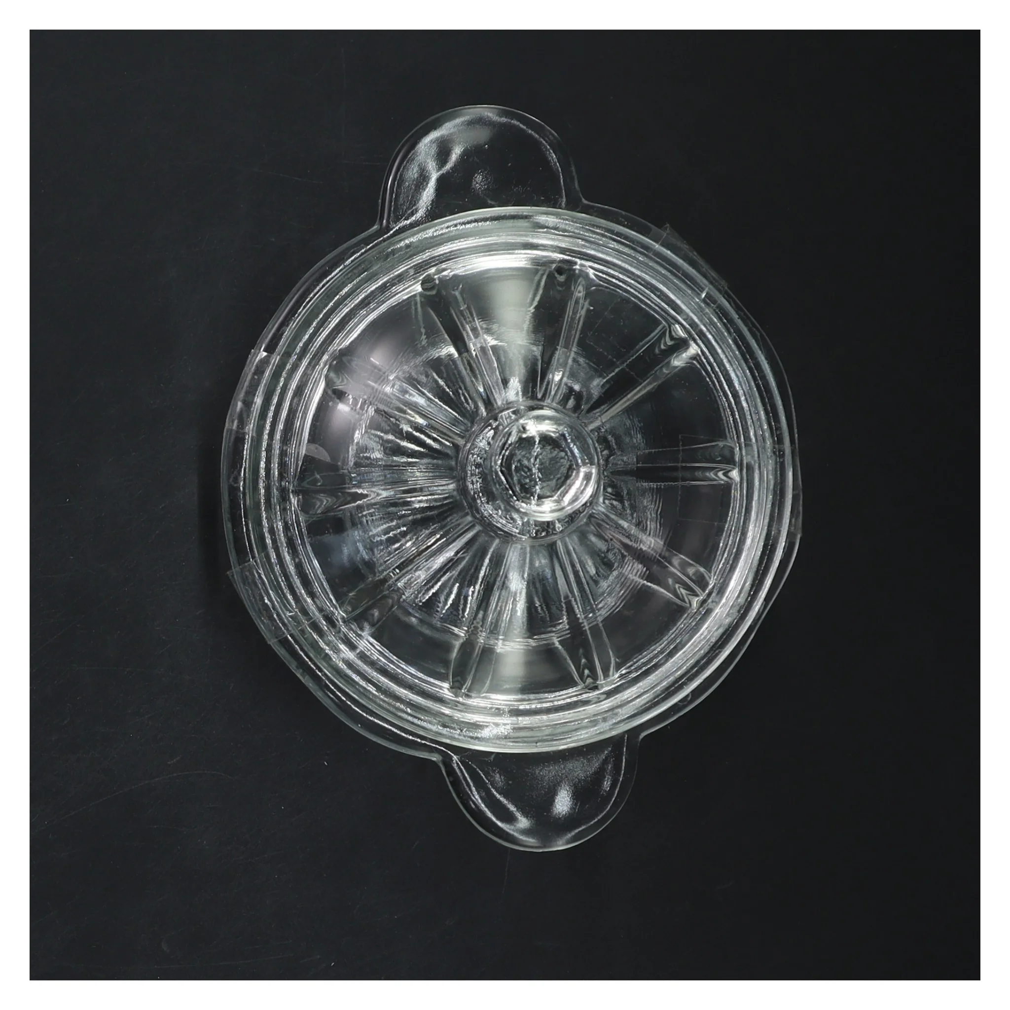 Rund glaskrukke med låg (str. Ø 12 cm)