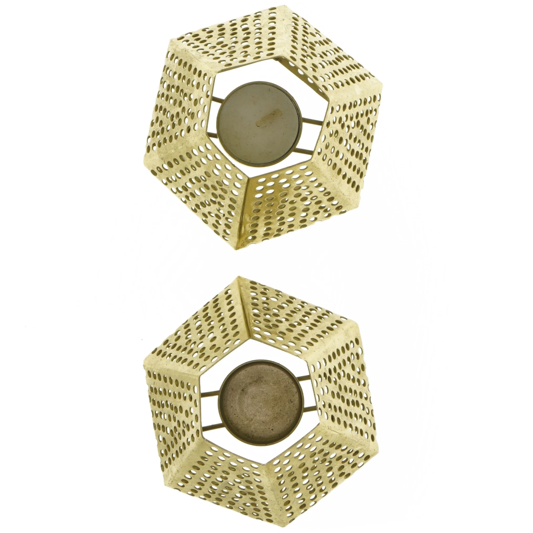 2 Perforerede fyrfadsstager i messing(str. Ø 12 cm)