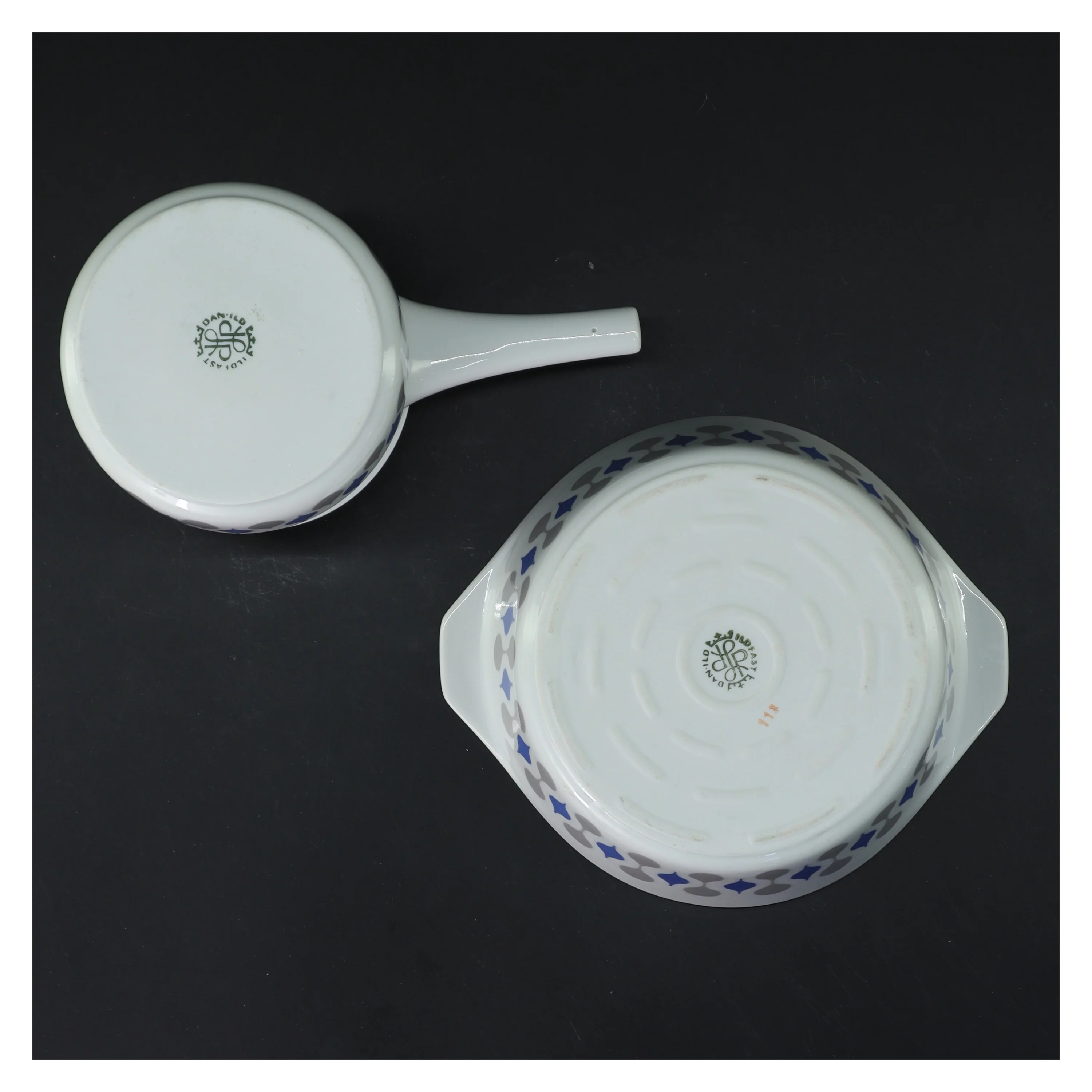 Porcelæns grydesæt med mønster (str. Ø 15,5 cm)fra lyngby porcelæns fabrik