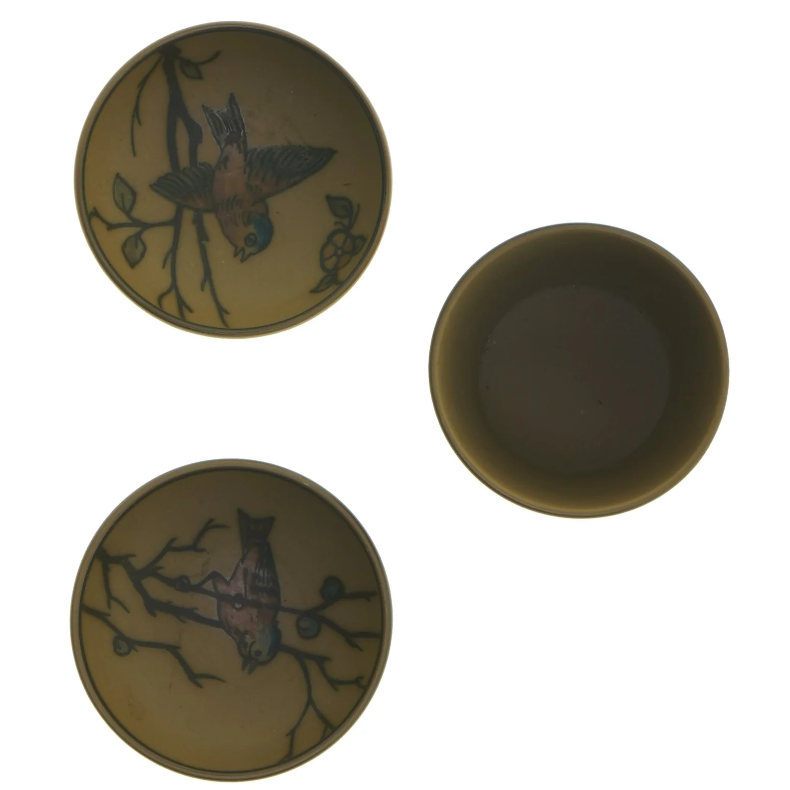 Keramiksæt med kop og skåle fra L. Hjorth (str. 7 cm)