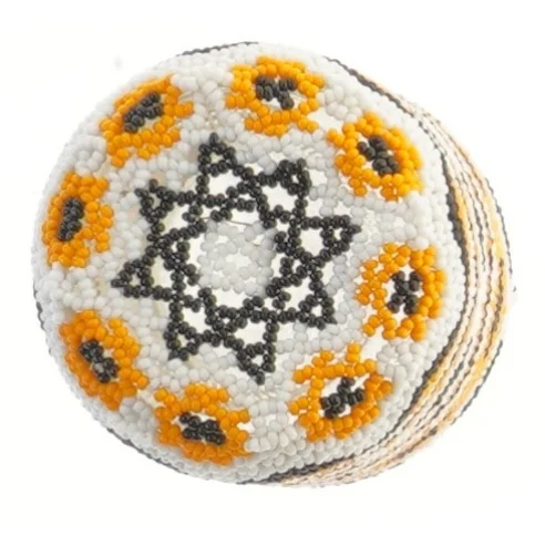 Dekoreret glasbeholder (str. 12,5 cm)med perler 