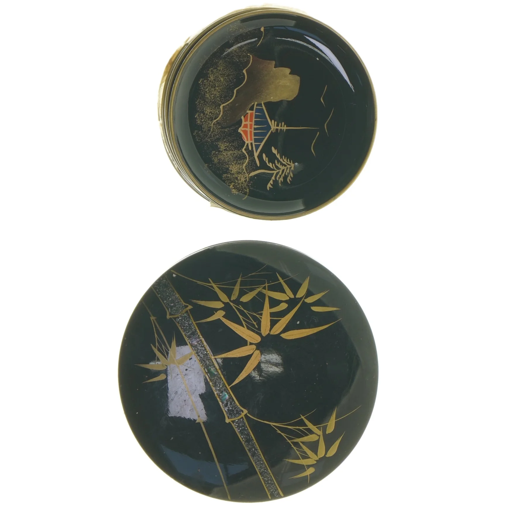 Dekoreret opbevaringsdåse med 11 ølbrikkermed låg (str. 11 styk, ø 8 cm)