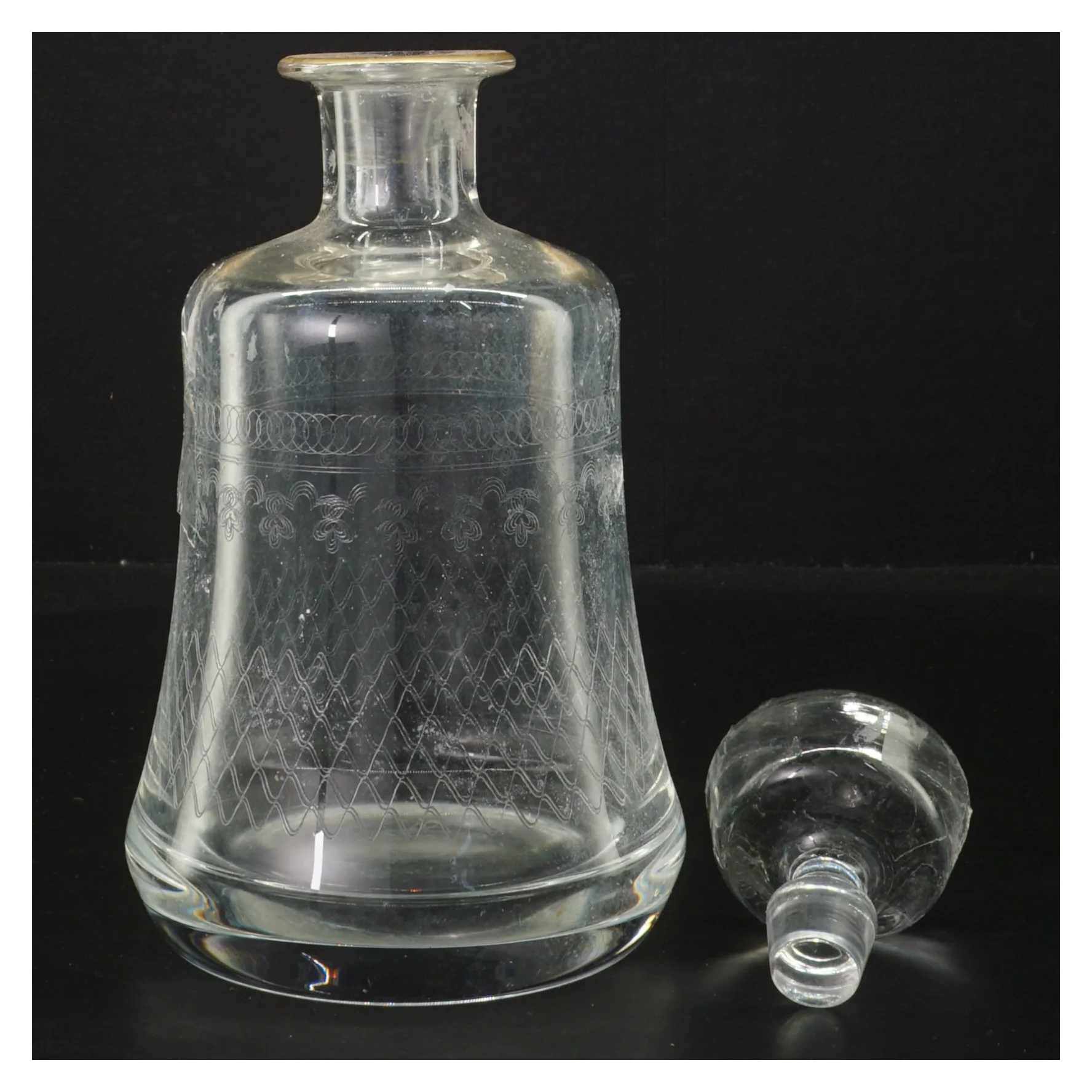 Gammel Glas karaffel fra holmegaard med prop (str. 22 cm)