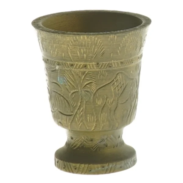 Dekorativ vase i bronze med indgraveret mønster (str. 5x6,5 cm)