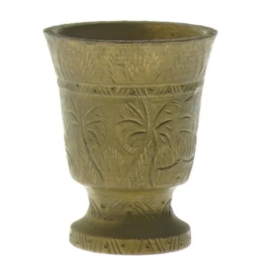 Dekorativ vase i bronze med indgraveret mønster (str. 5x6,5 cm)
