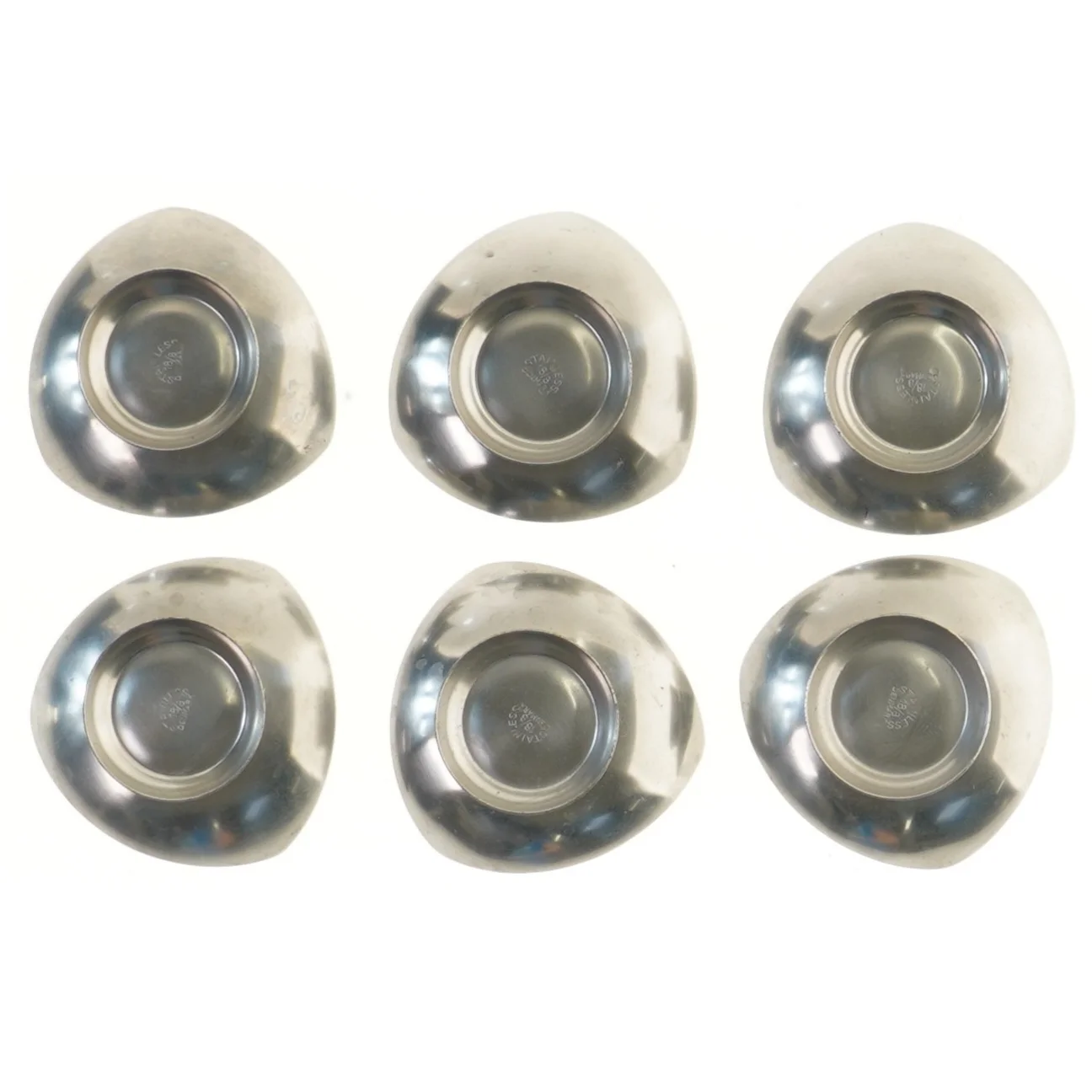 6 Rustfrie stål aske bægre (str. 6 styk, ø 8 cm)