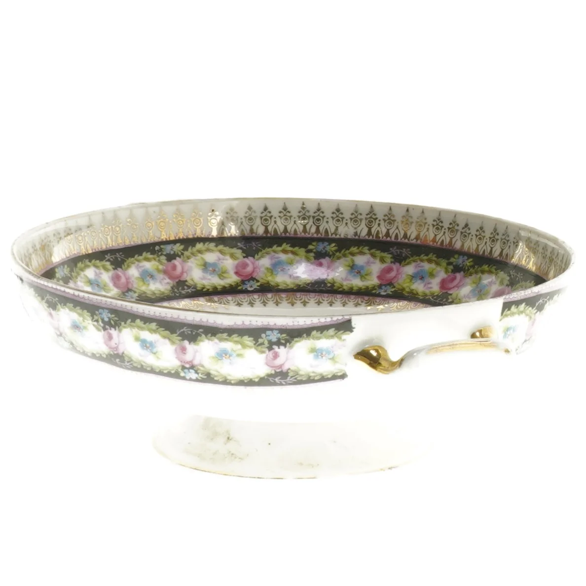 Porcelænsfad med blomstermotiv (str. Ø 15 cm)