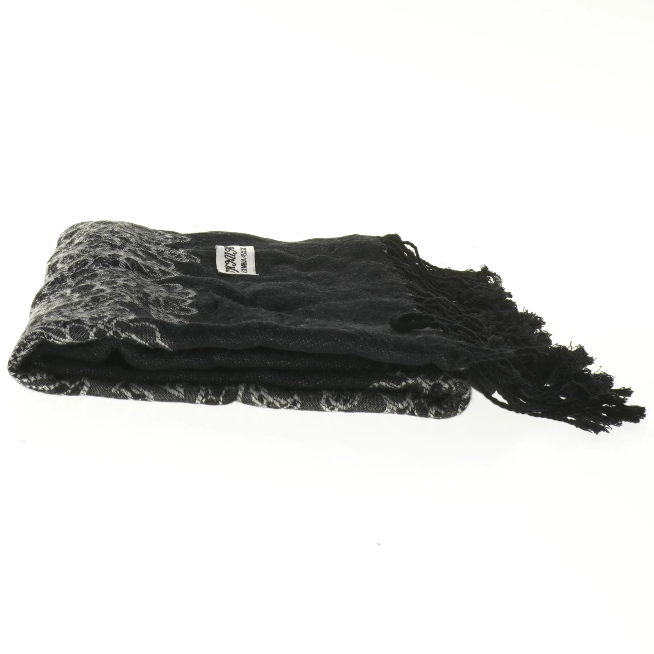Sort nyt pashmina tørklæde med mønster fra Pashmina (str. 73x162 cm)