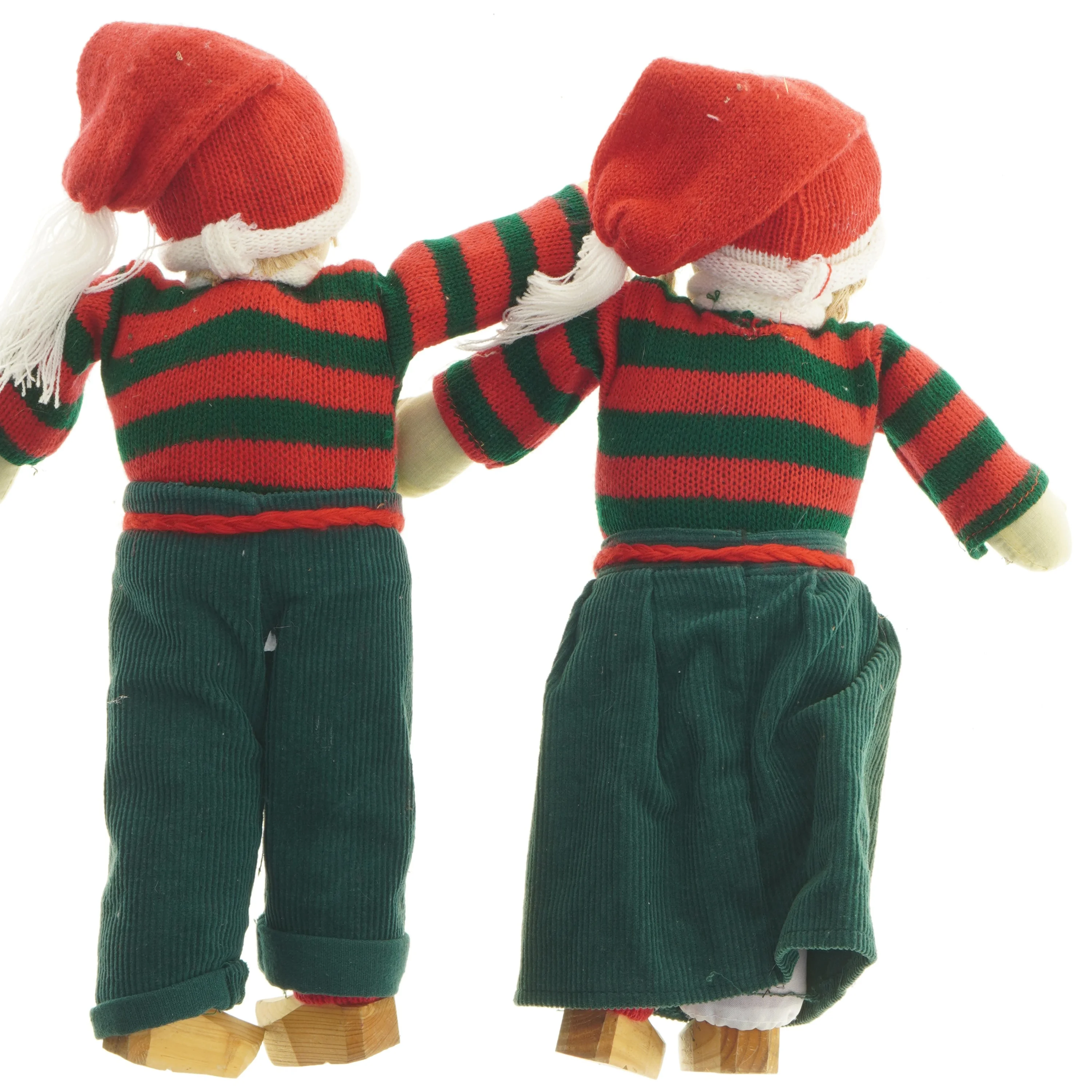 Juleklædte dukker med striber (str. 38 cm)