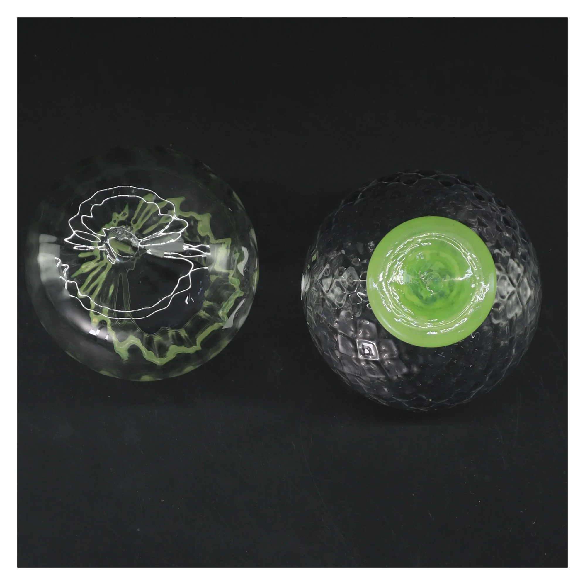 Sukker og flødekande med gul kant i glas (str. 12,5 & 8,5 cm)