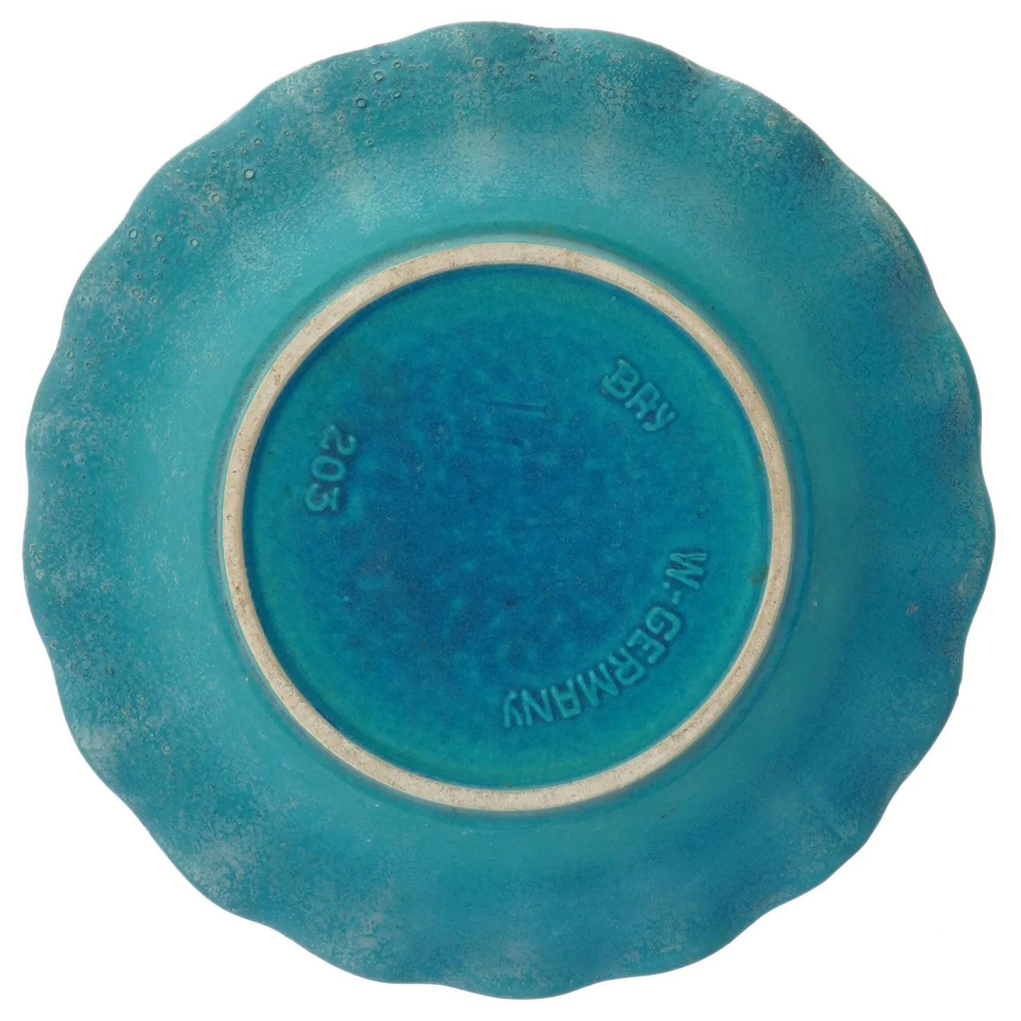 Rillet keramisk dekorationsskål fra Bay (str. Ø 28 cm)