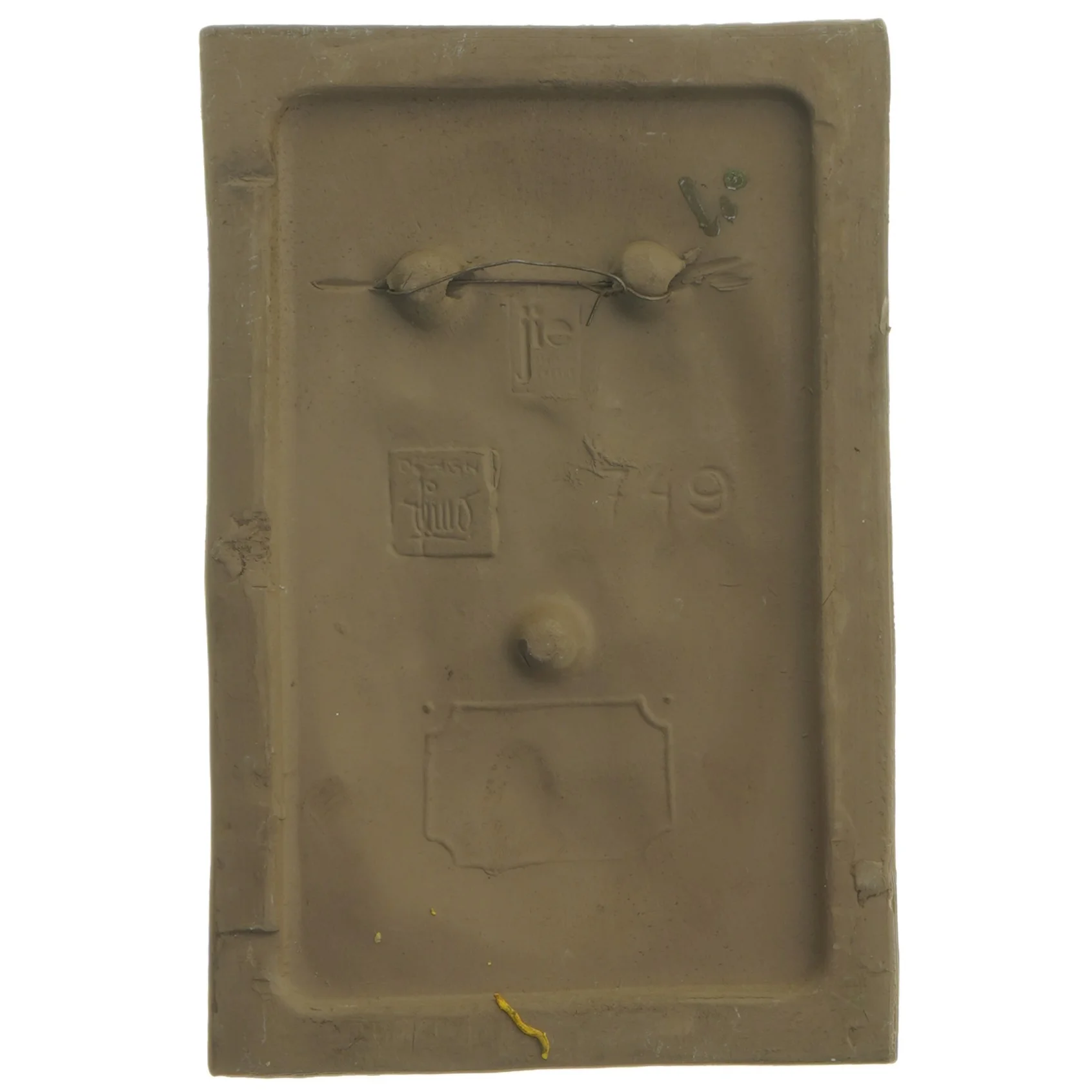 Keramisk vægplakette med blomster fra Jie (str. 21,5x14 cm)