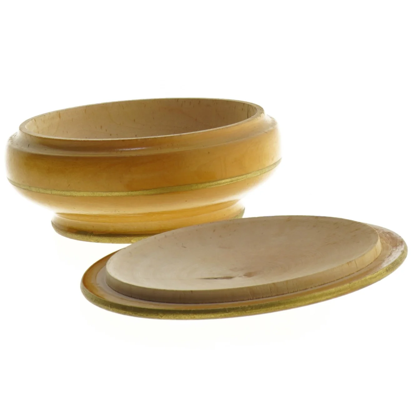 Trædåse med blomstermotiv (str. Ø. 13,5 cm)