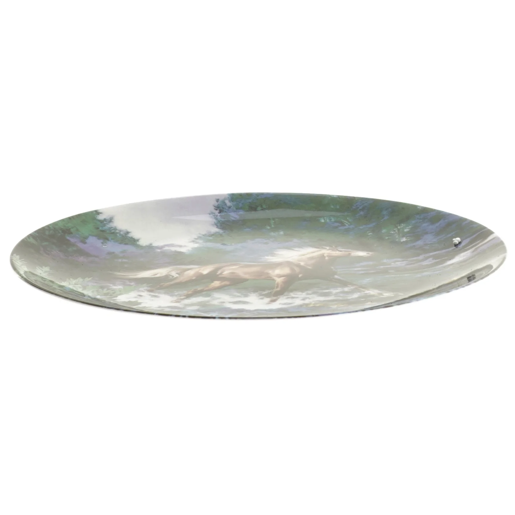 Dekorativt porcelænstallerken med motiv af hest fra Wedgwood (str. Ø 20 cm)