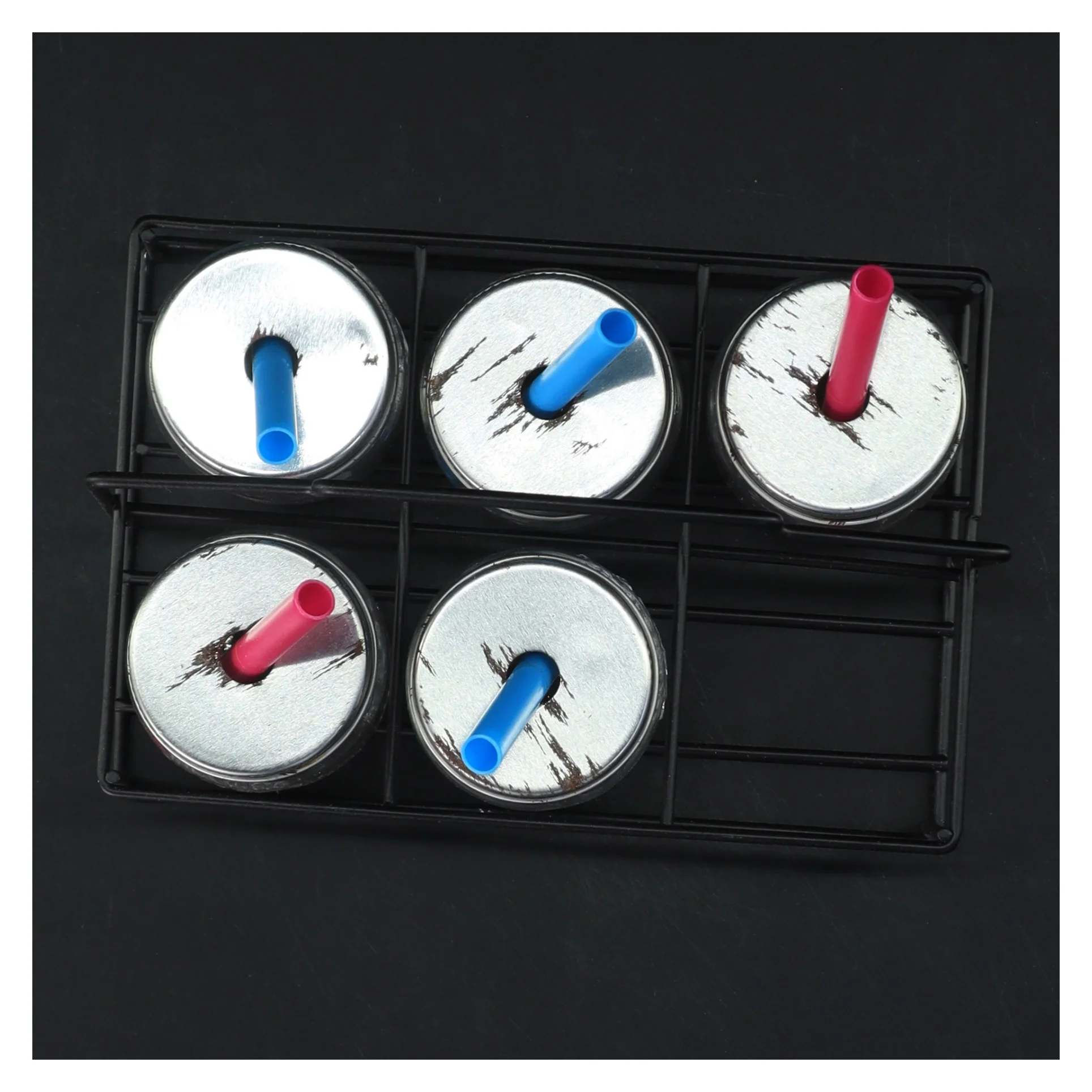 Glaskrukker med sugerør i holder (str. 16,5x11 cm)