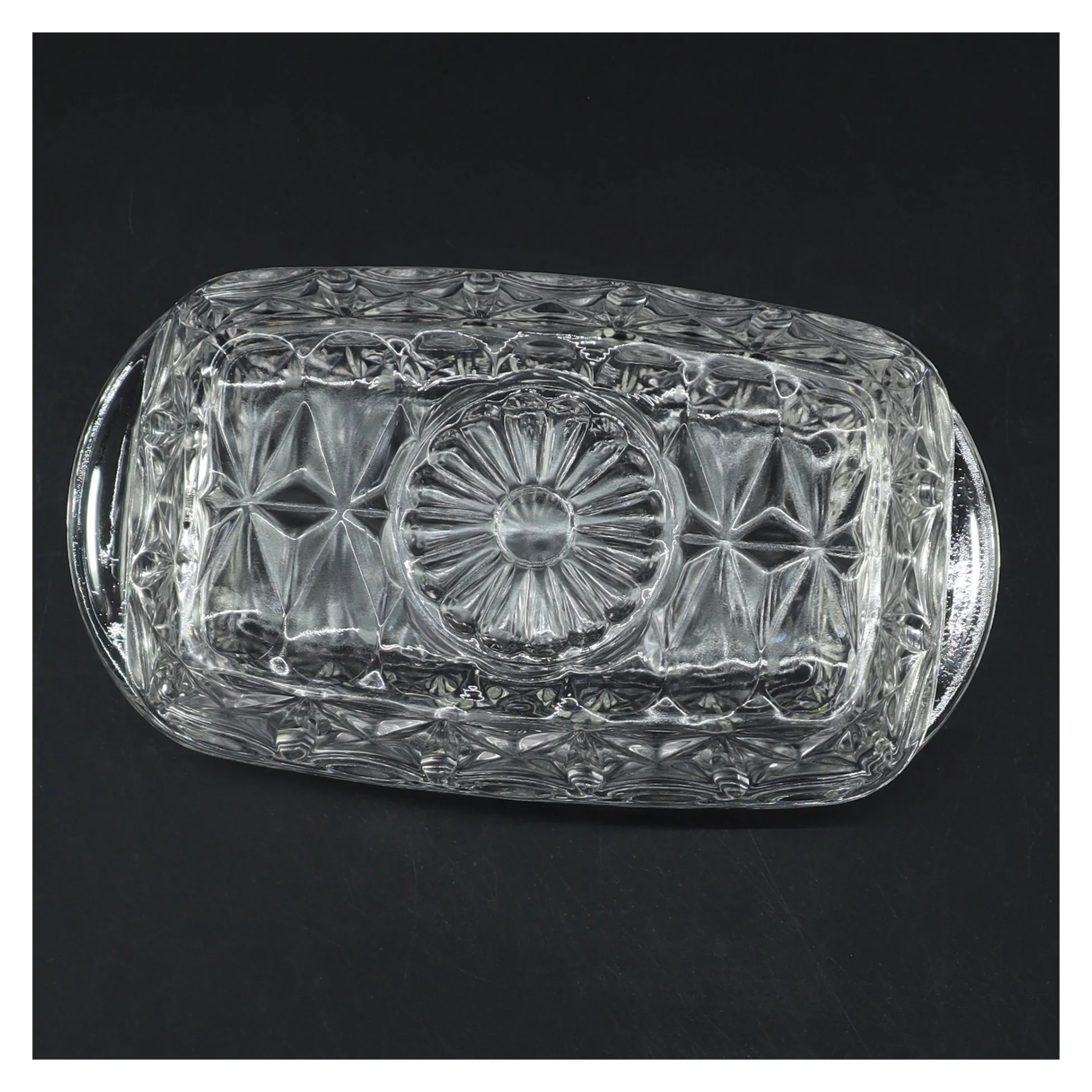 Glas smørfad med låg (str. 19 cm)