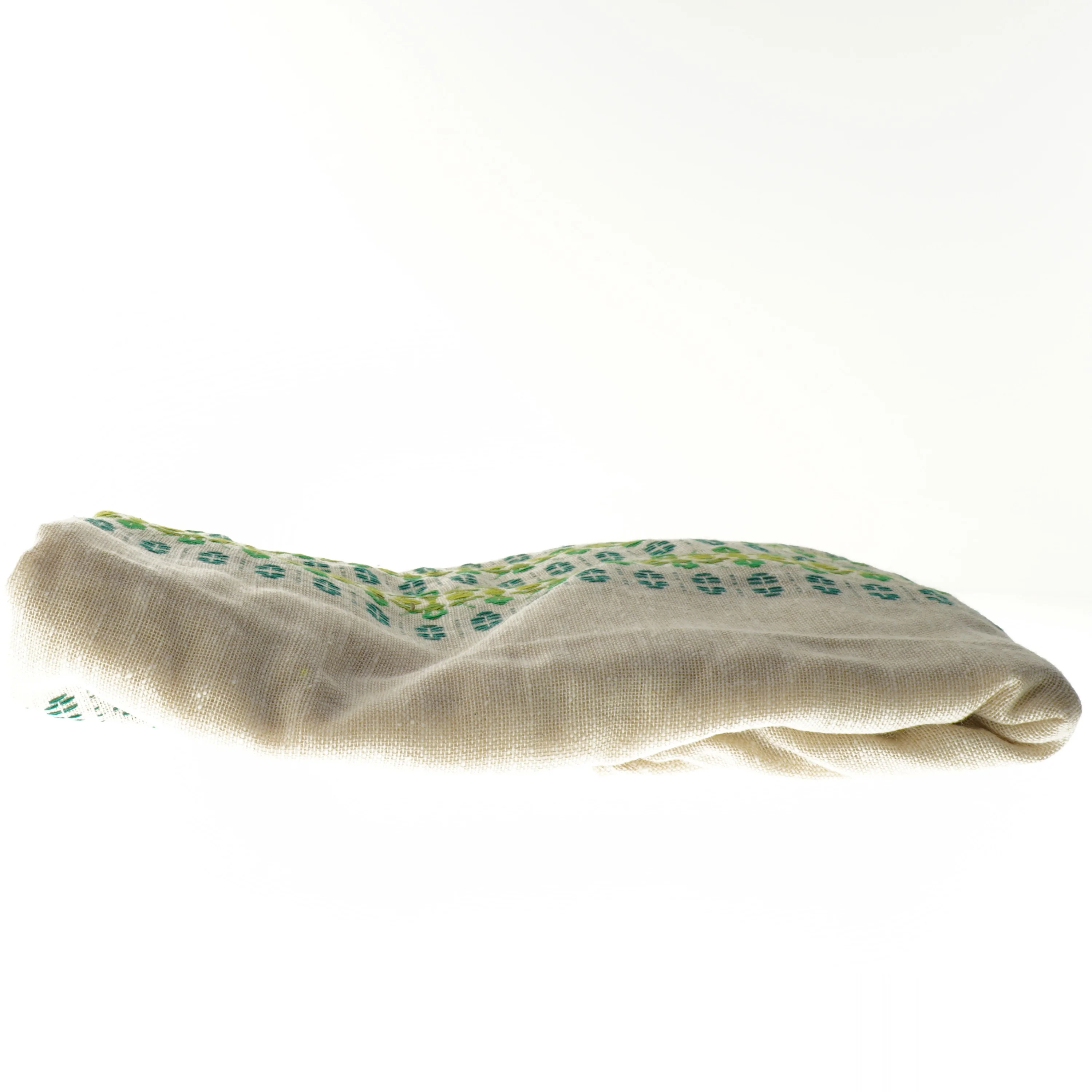 Dug med grøn og blå mønster (str. 117x230 cm)