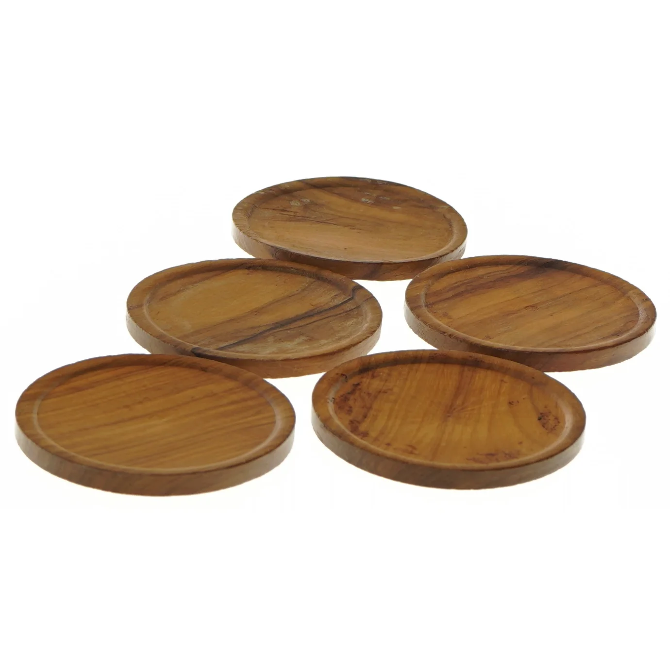 Træ glasbrikker (str. 5 styk, ø 8 cm)