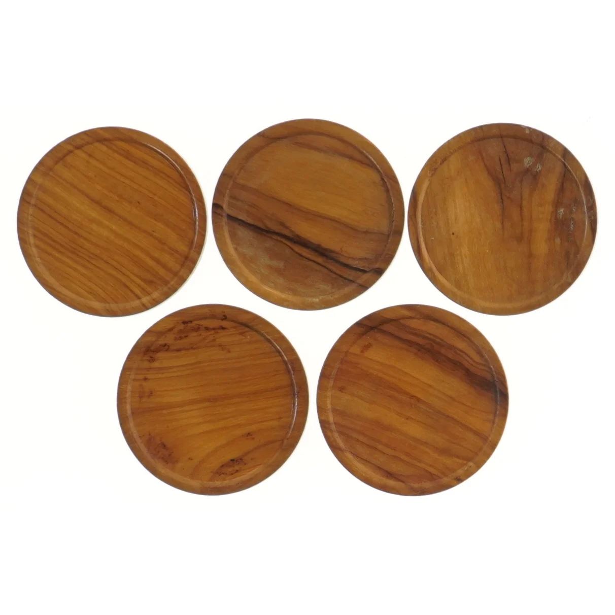 Træ glasbrikker (str. 5 styk, ø 8 cm)