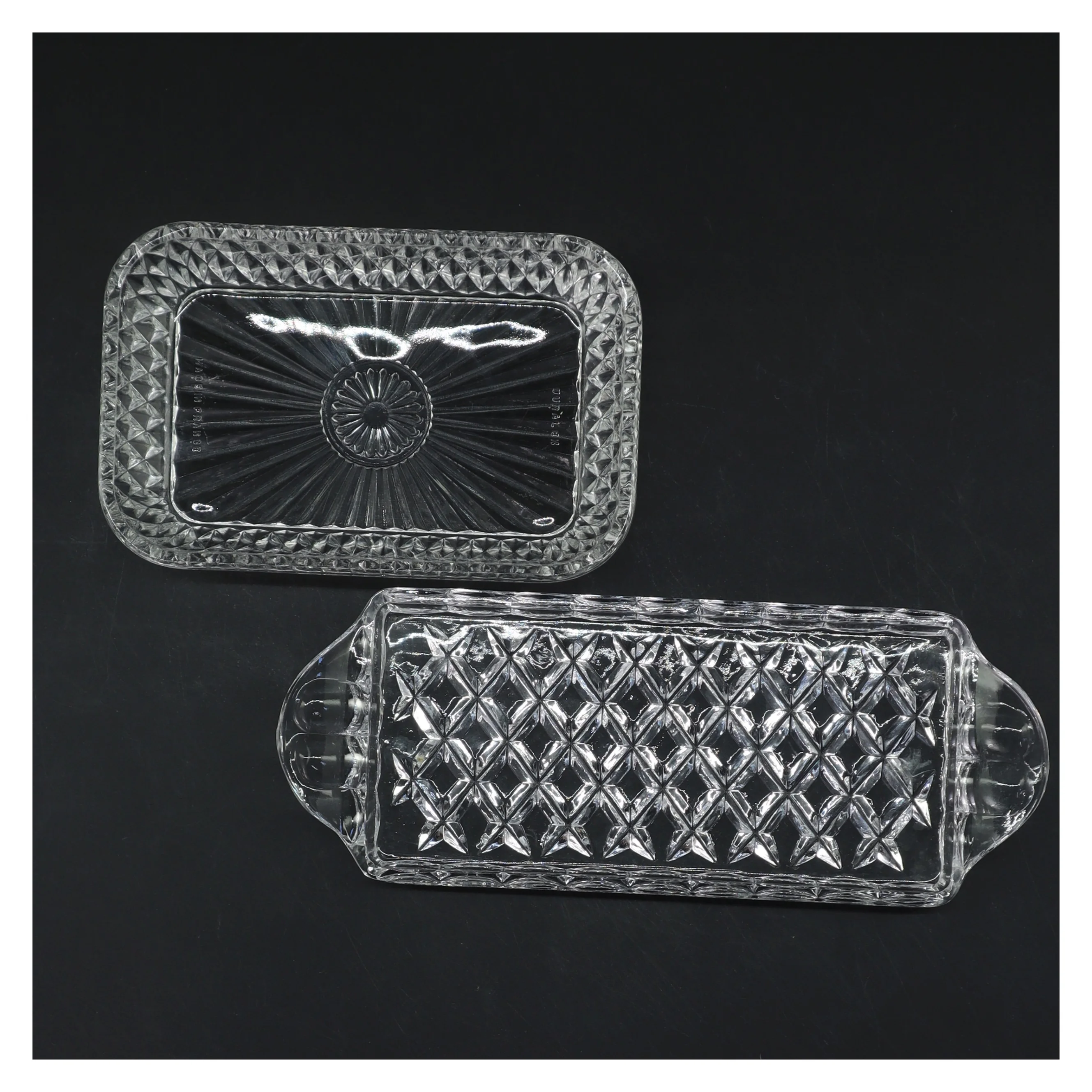 Glass skåle med mønstret design (str. 8x21 & 9x14,5 cm)