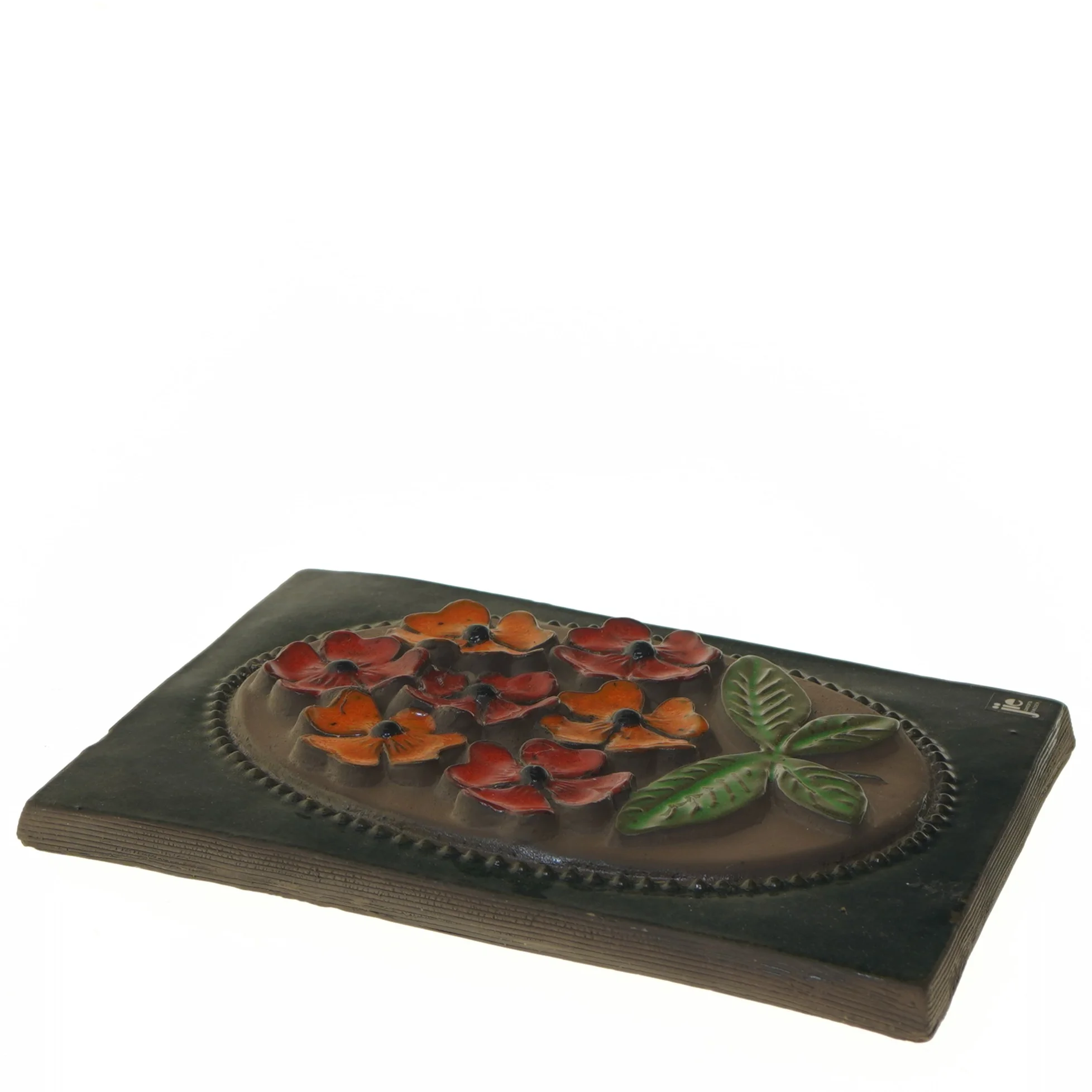 Keramisk vægplade med blomster fra JIE (str. 23x18 cm)