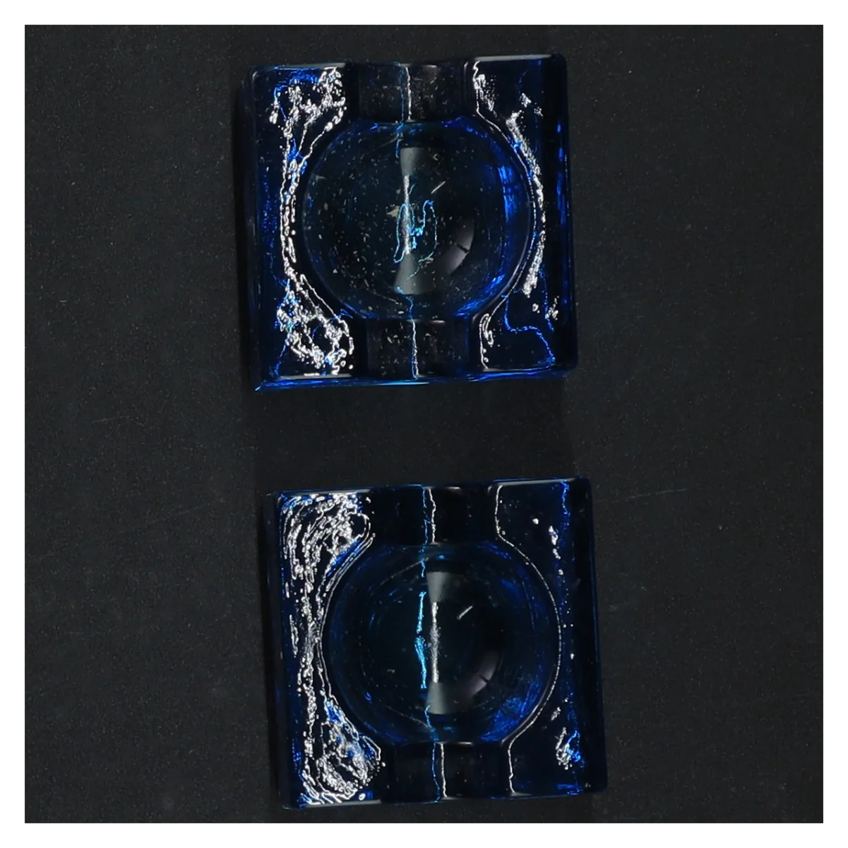 Blå glaslysestager (str. 5 cm)