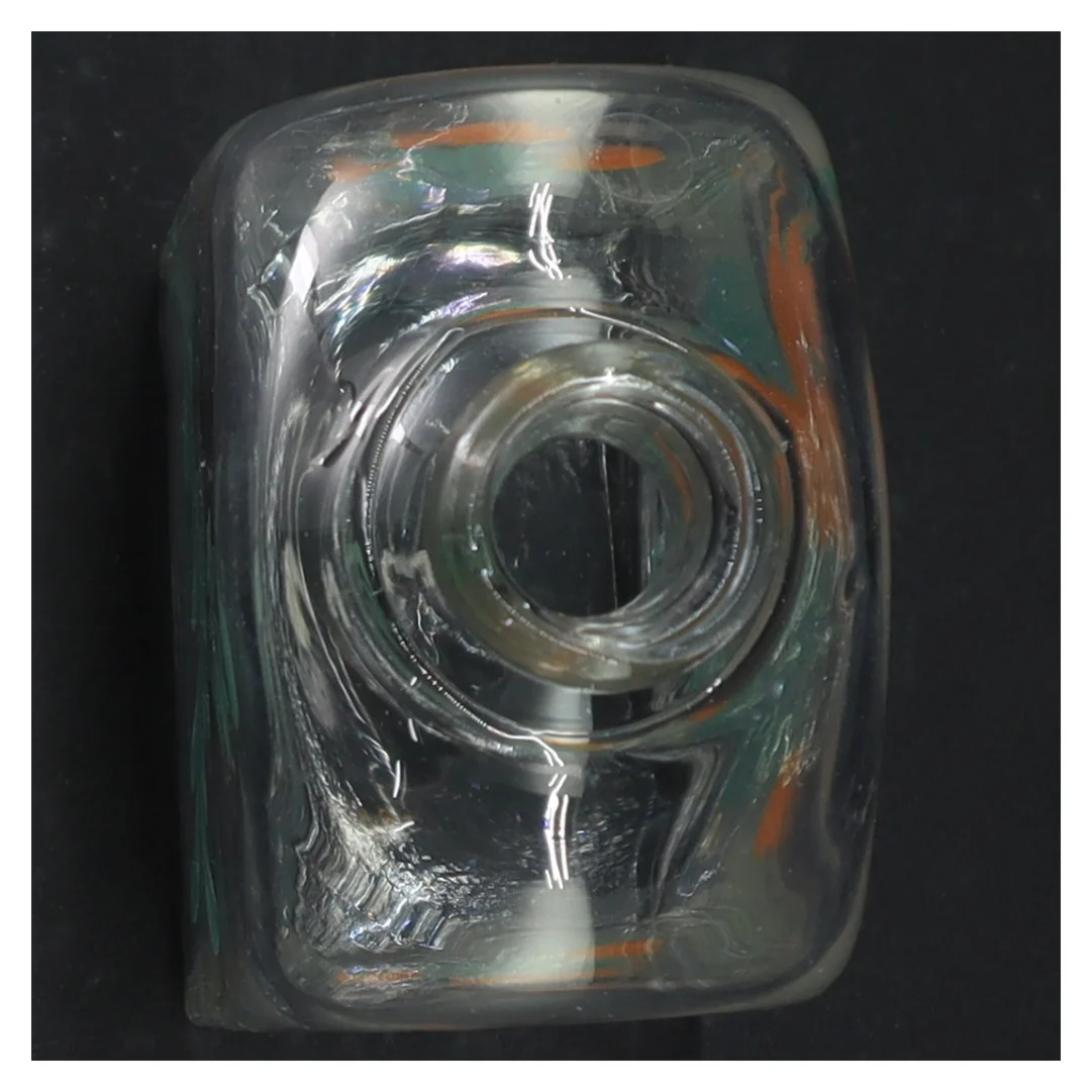 Dekorativ glasflaske med blomstermotiv (str. H. 21 cm. 9 x. 6 cm)