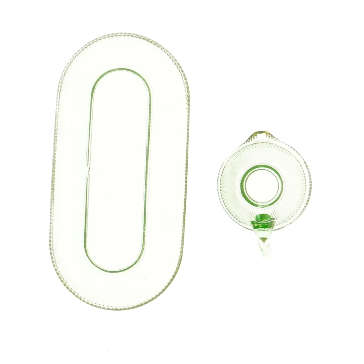 Grønt glaskande med bakke (str. 21 cm)