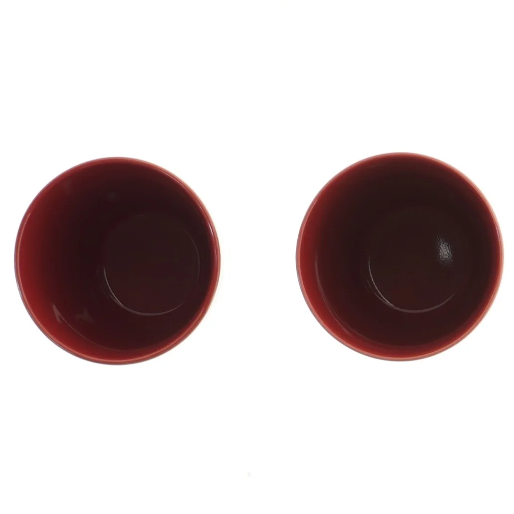 Røde opbevaringskrukker med trælåg fra Höganäs (str. 12 cm)