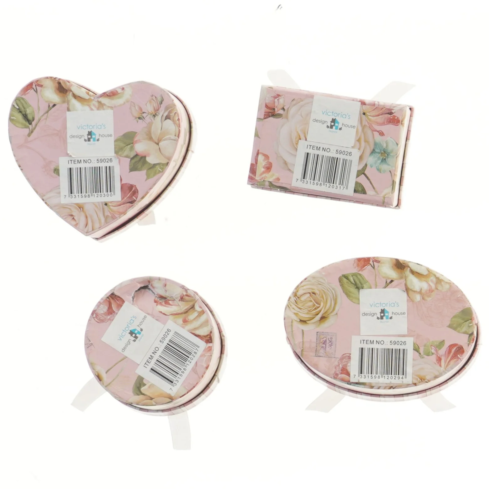 Dekorative gaveæsker med blomsterdesign fra Victoria's Design House (str. 8,5x12,5 cm)