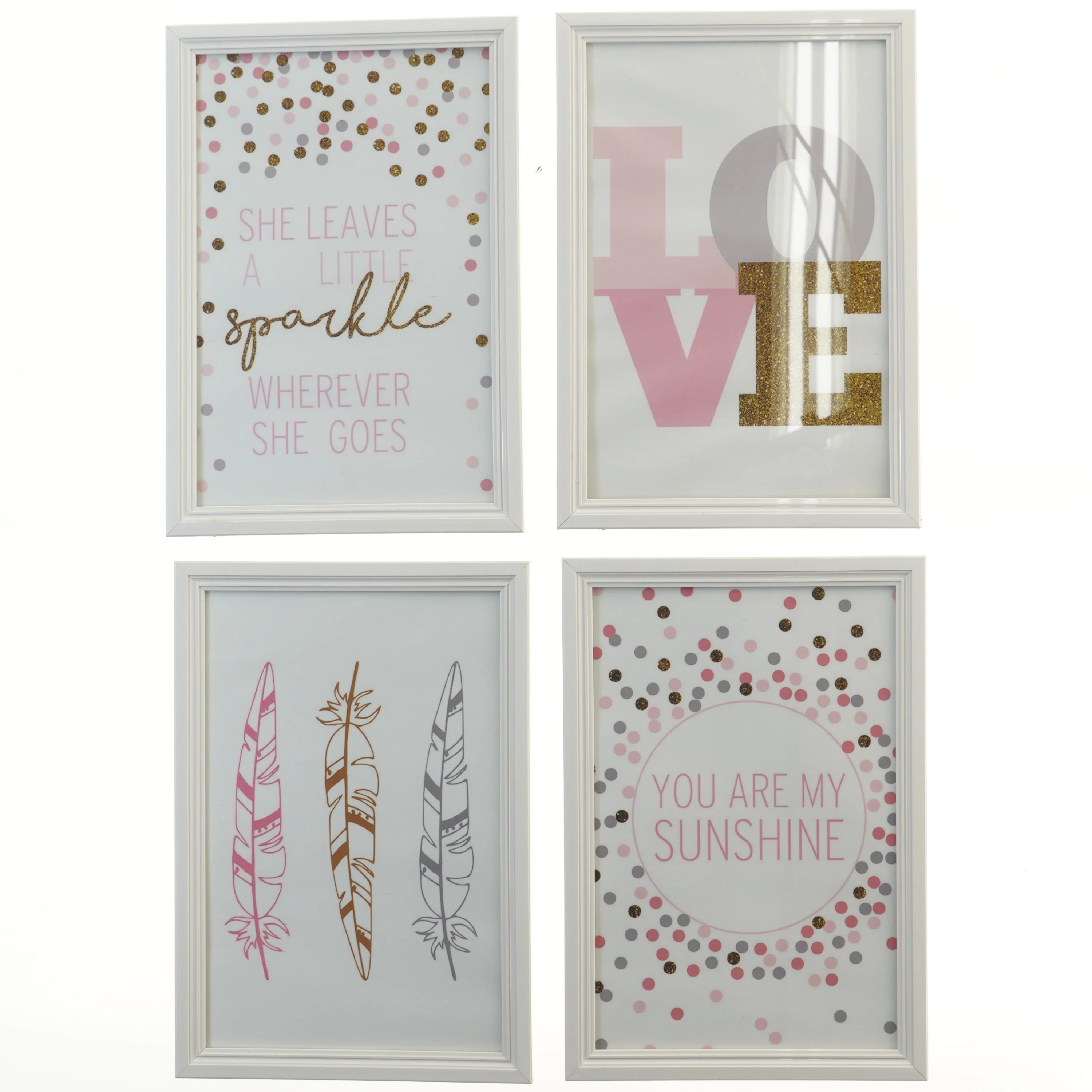 Dekorative billeder og rammer sæt (str. 4 styk, 33x23 cm)